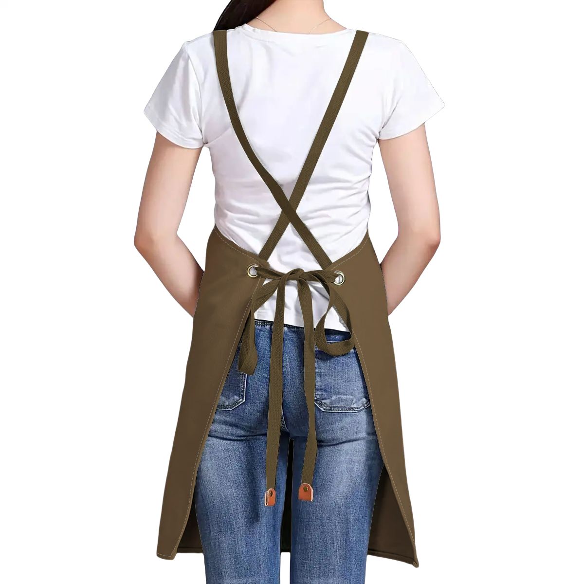 Custom Unisex Canvas Cross Back Apron with Pockets