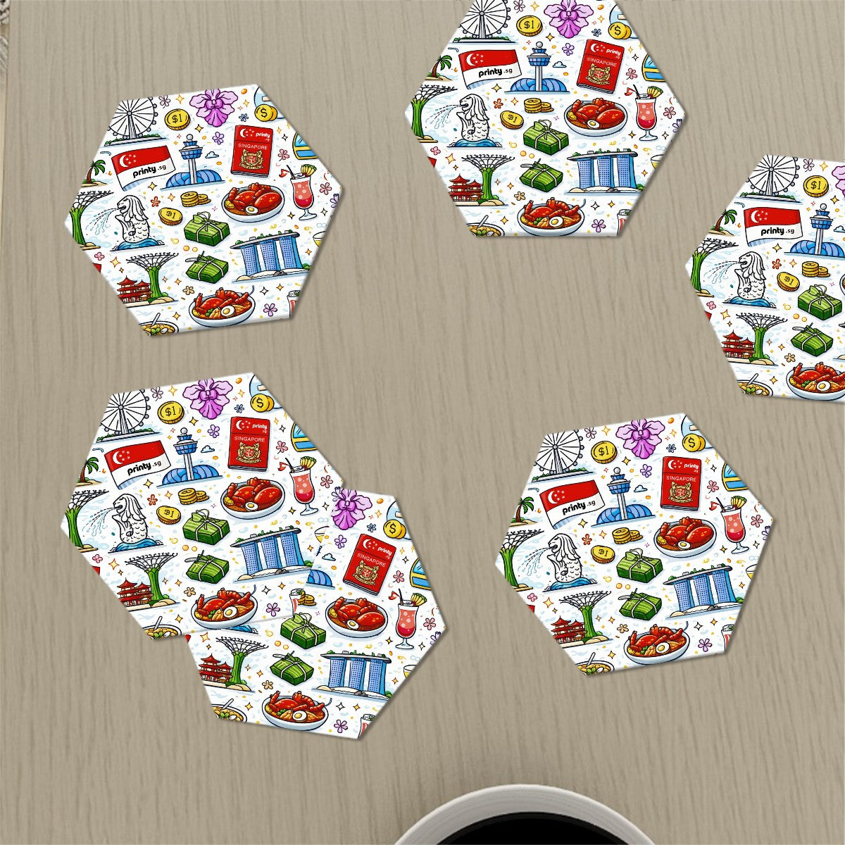 Custom Hexagon Ceramic Coasters Set of 6