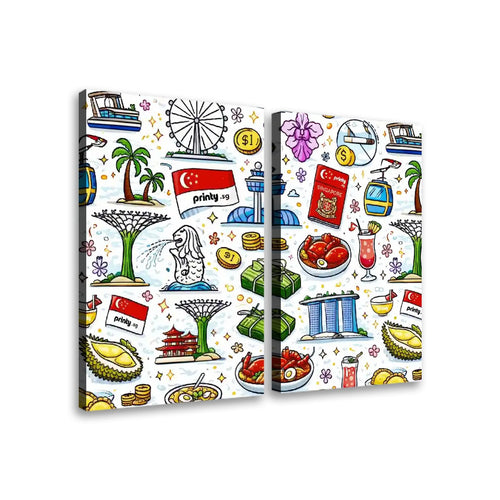 Custom 2 Panels Canvas Prints Wall Art (Set C)