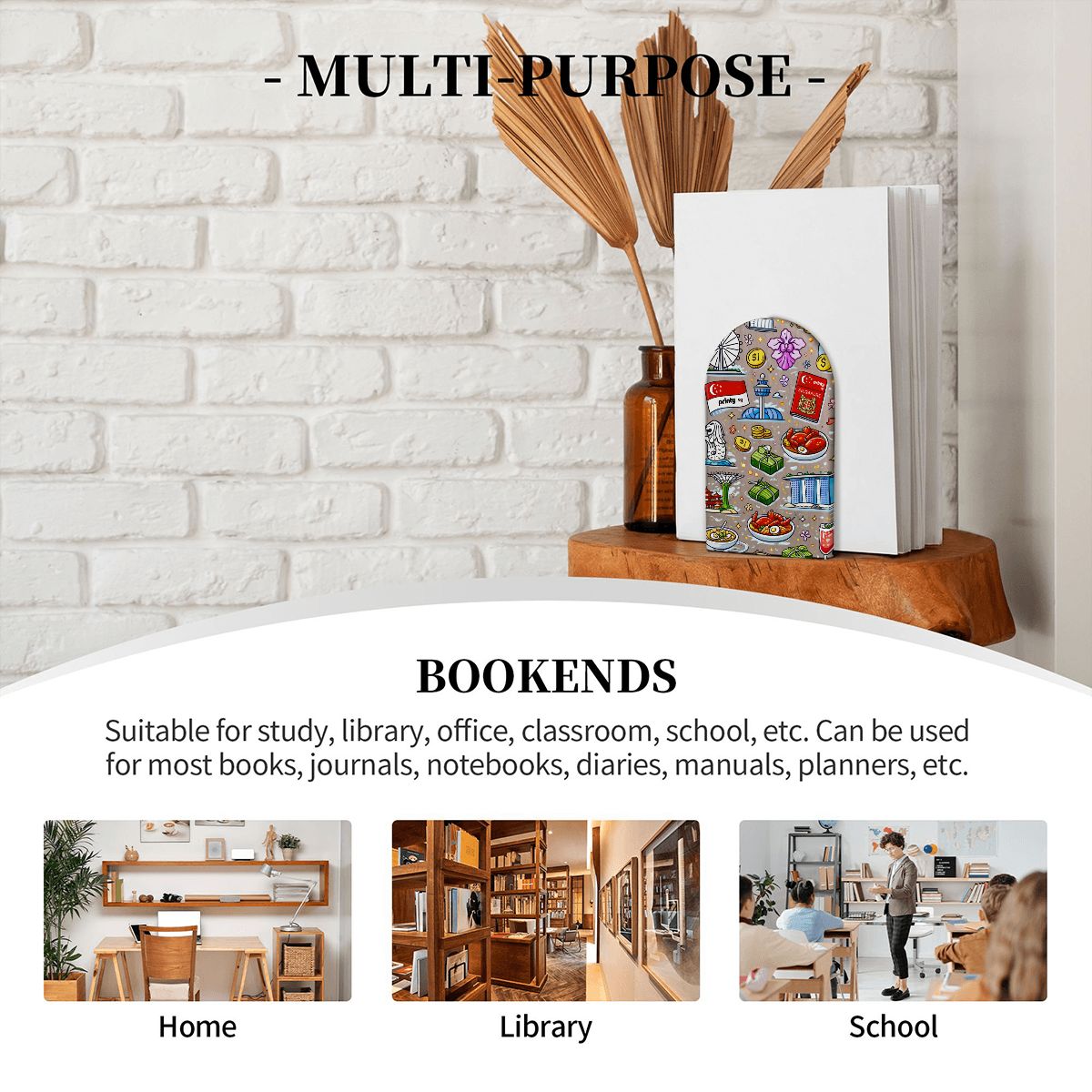 Custom Small Wooden Bookends 2 pcs