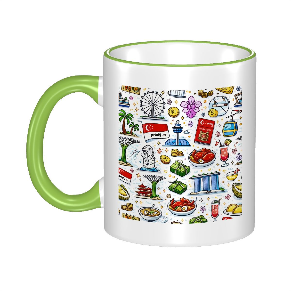 Custom Colored Ceramic Coffee Mug (11oz) (Area Print)