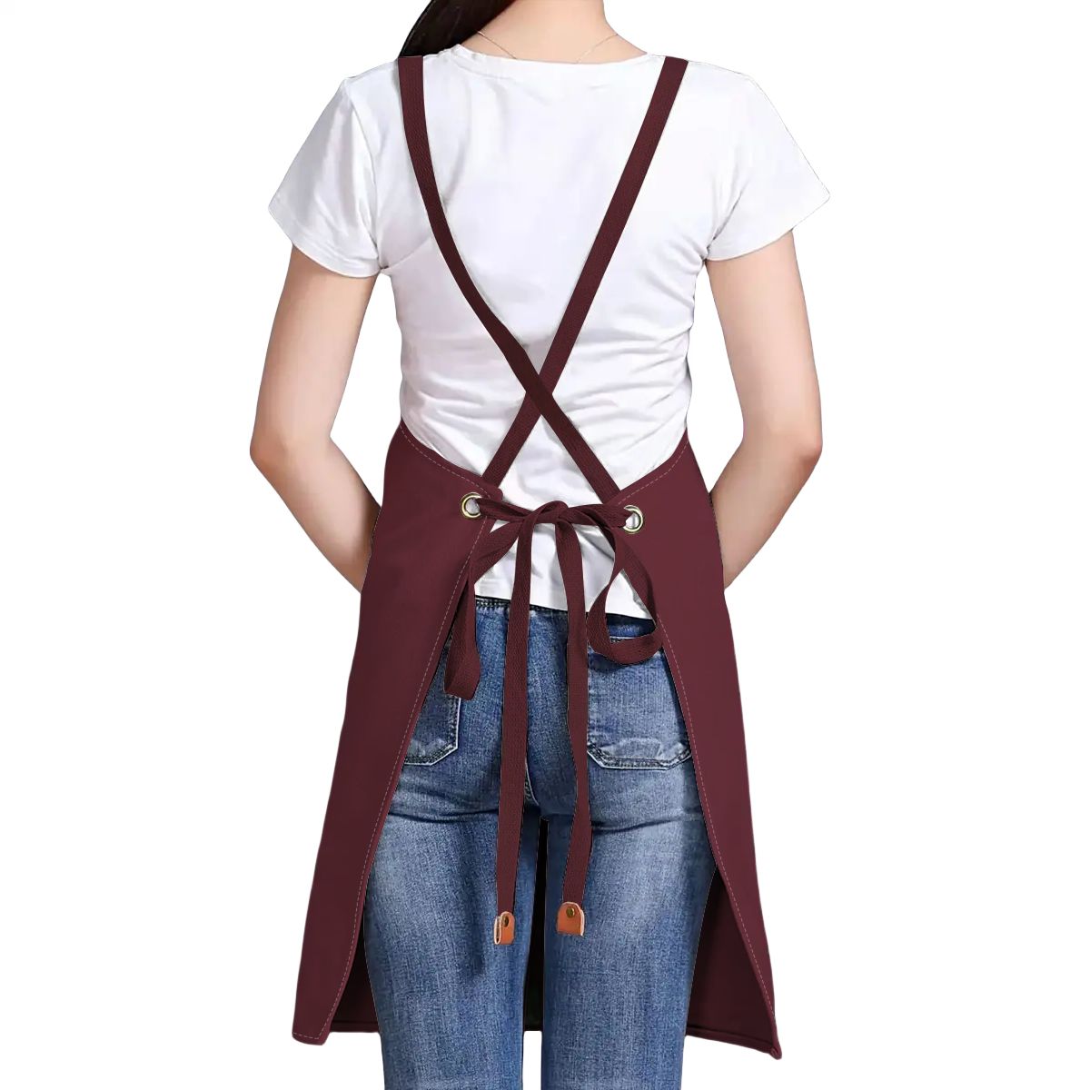 Custom Unisex Canvas Cross Back Apron with Pockets