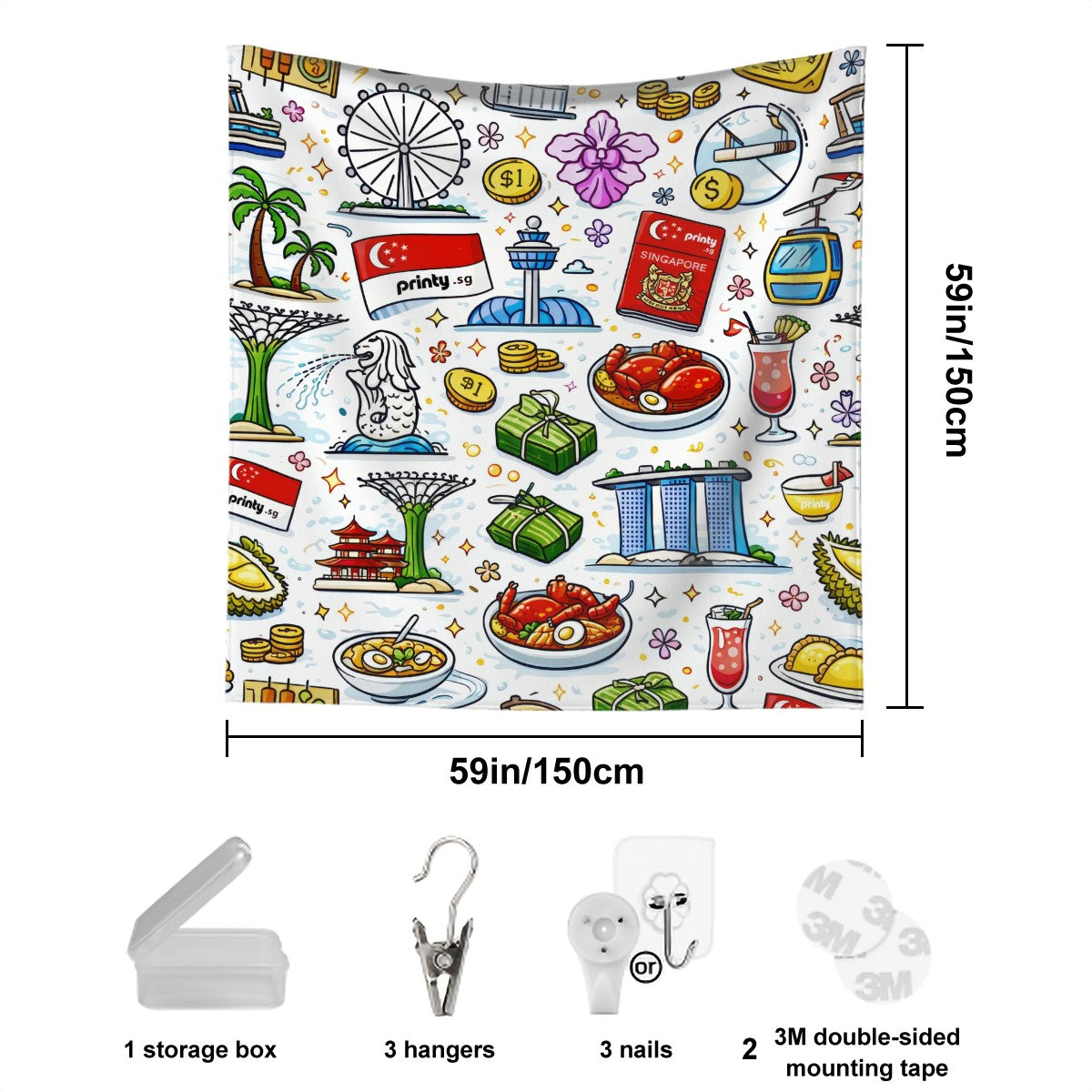 Custom Lightweight Square Wall Tapestry for Bedroom Indoor Decor
