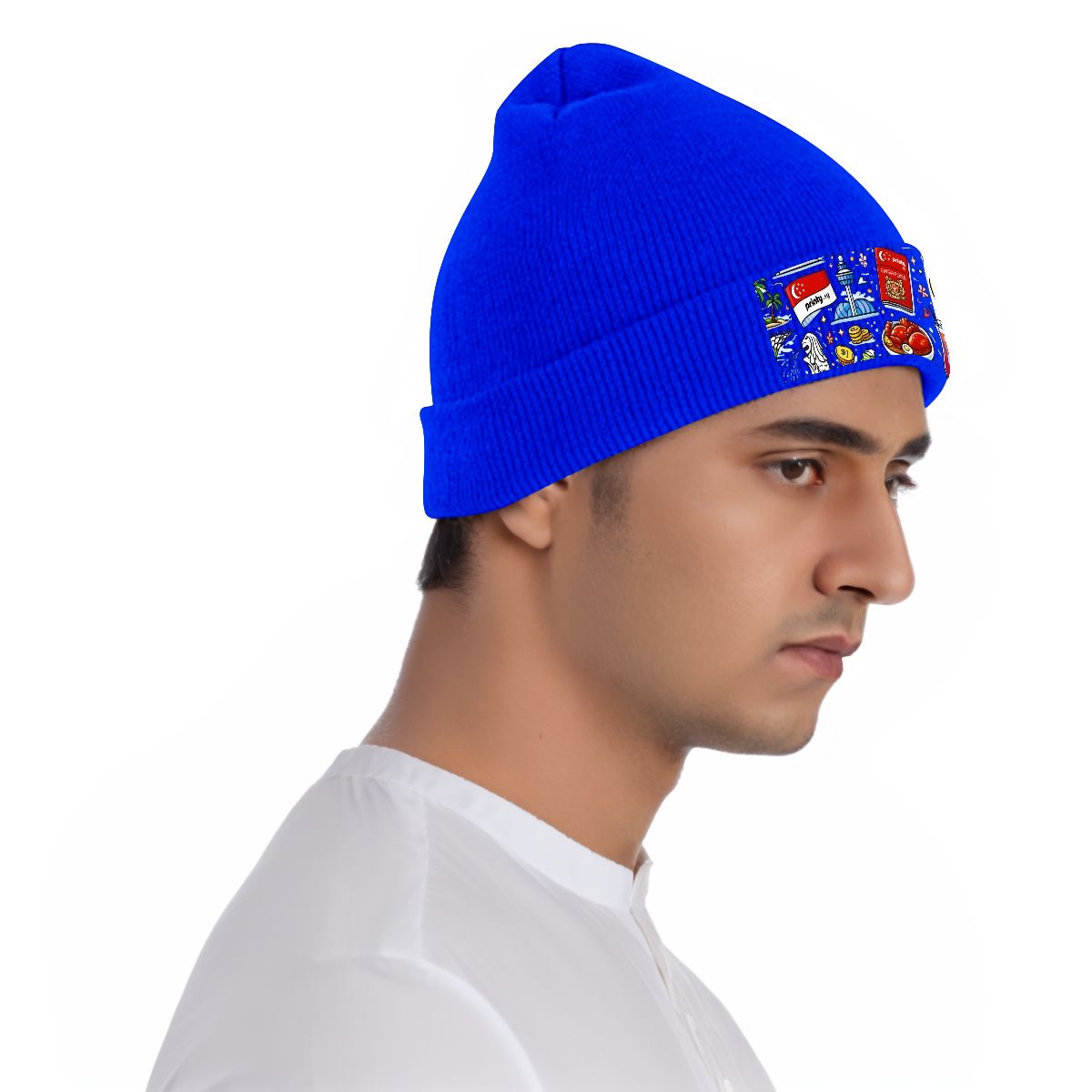 Custom Knit Hat with Heat Transfer Patch