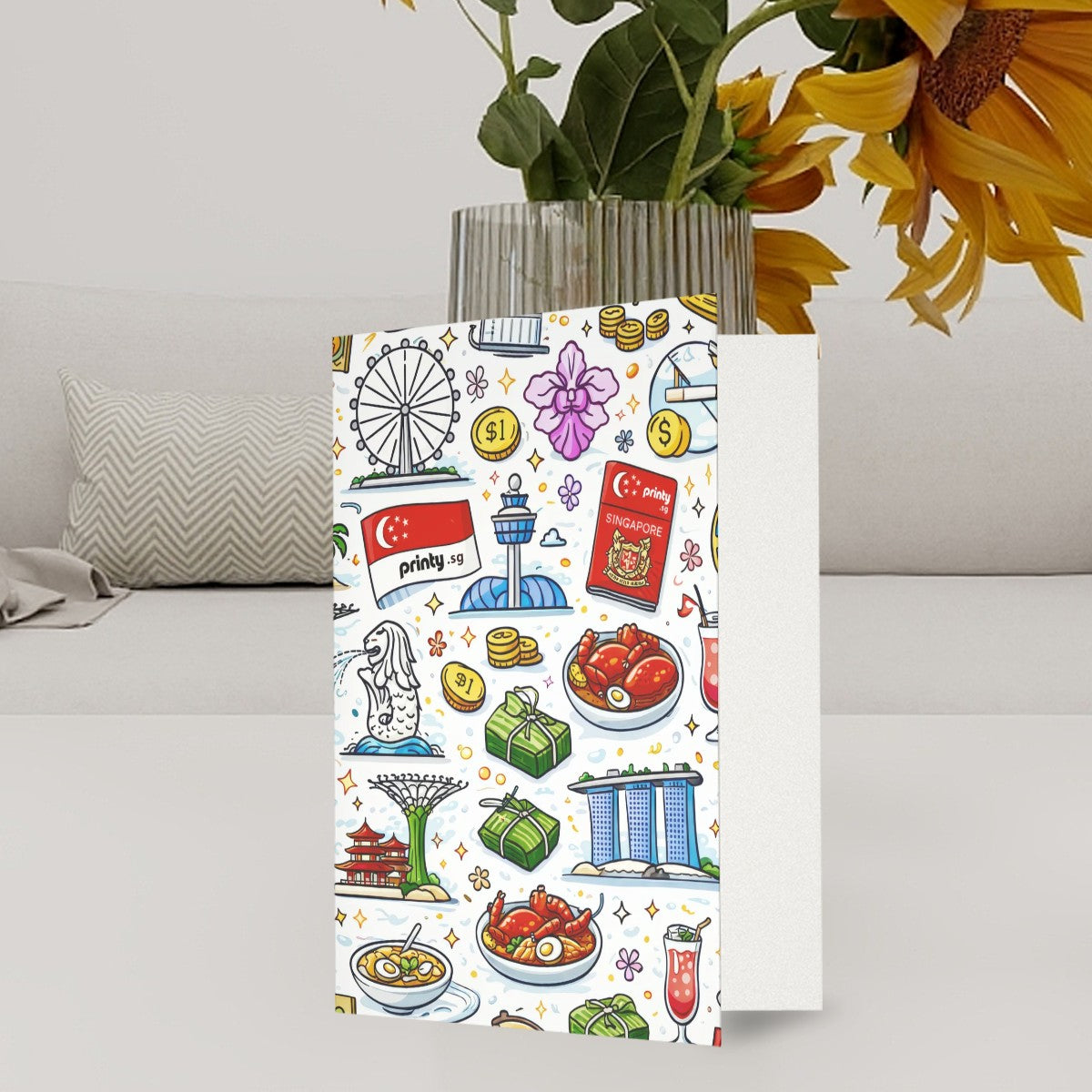 Custom Vertical Greeting Cards (Golden Edge Pearl Paper)