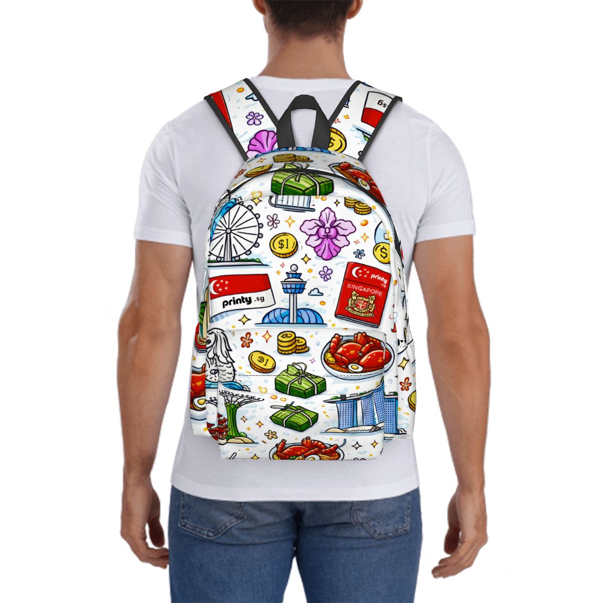 Custom Large Capacity Oxford Backpack with Cloth Side Pockets