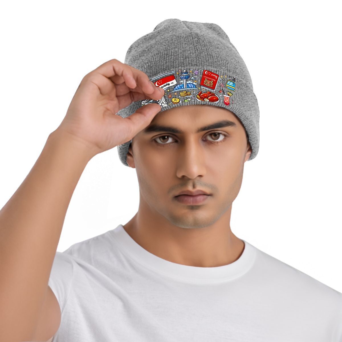 Custom Knit Hat with Heat Transfer Patch