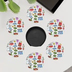 Custom Thick Round Leather Coasters Set of 6
