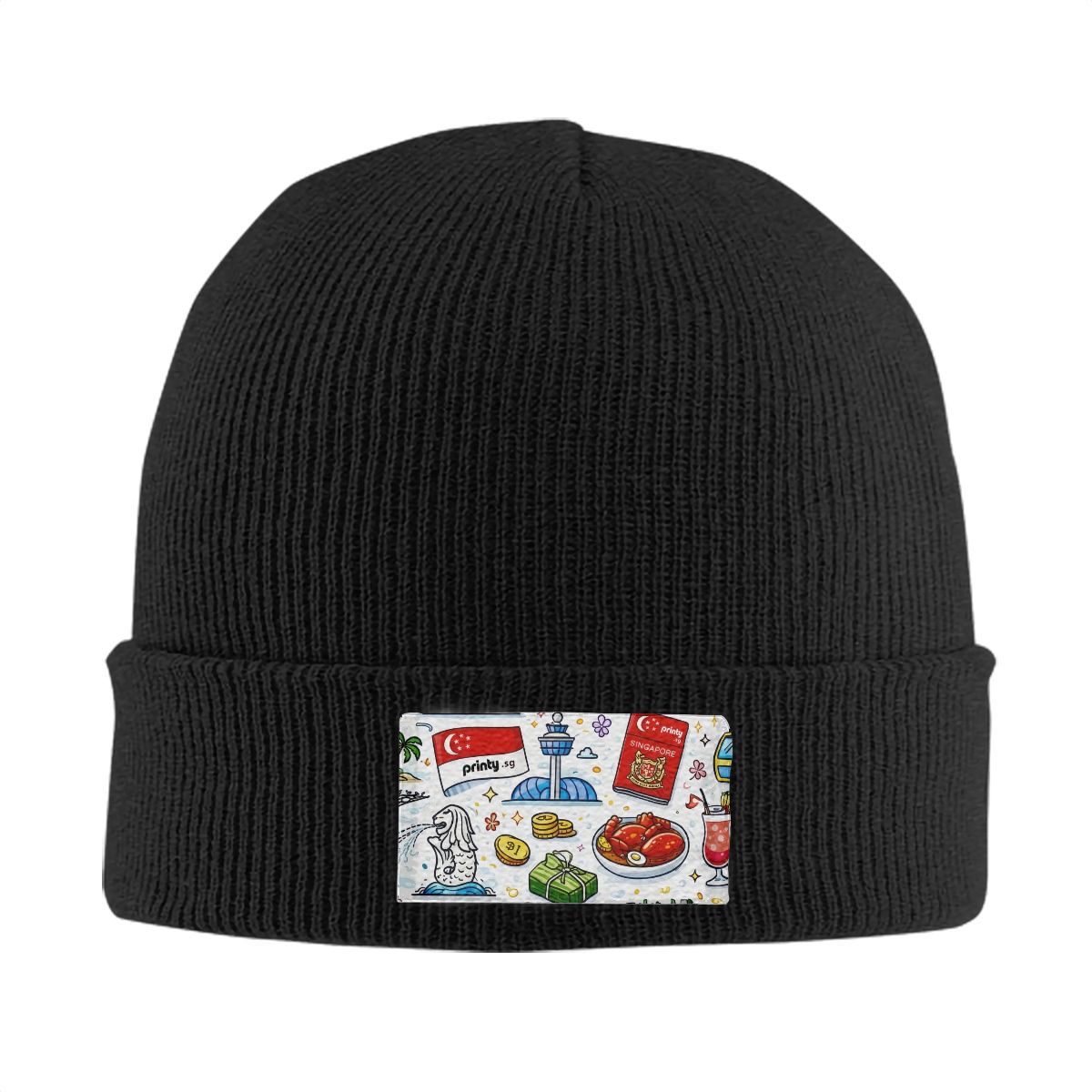 Custom Knitted Hat with Velvet Patches