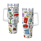 Custom Travel Coffee Mug with Handle and Straw (40oz)