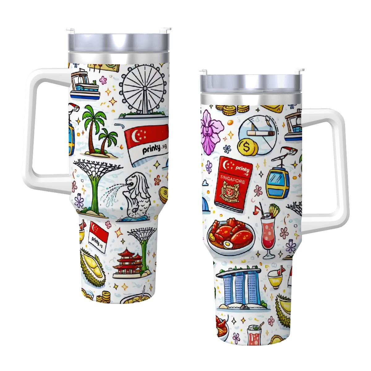 Custom Travel Coffee Mug with Handle and Straw (40oz)