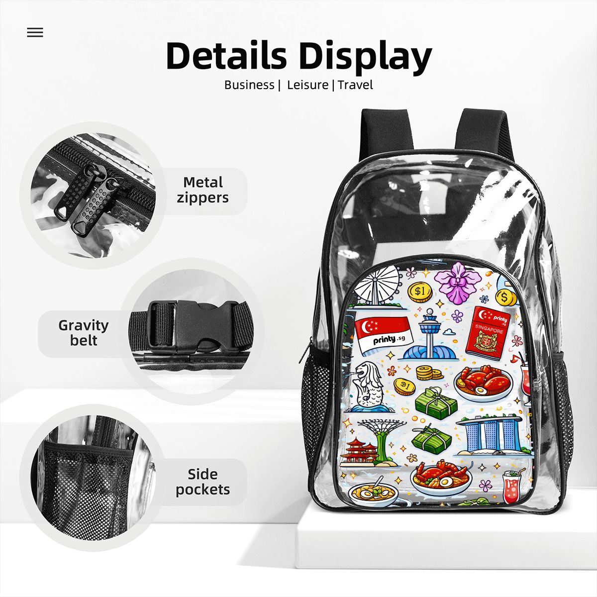 Custom Clear Backpack with Pockets