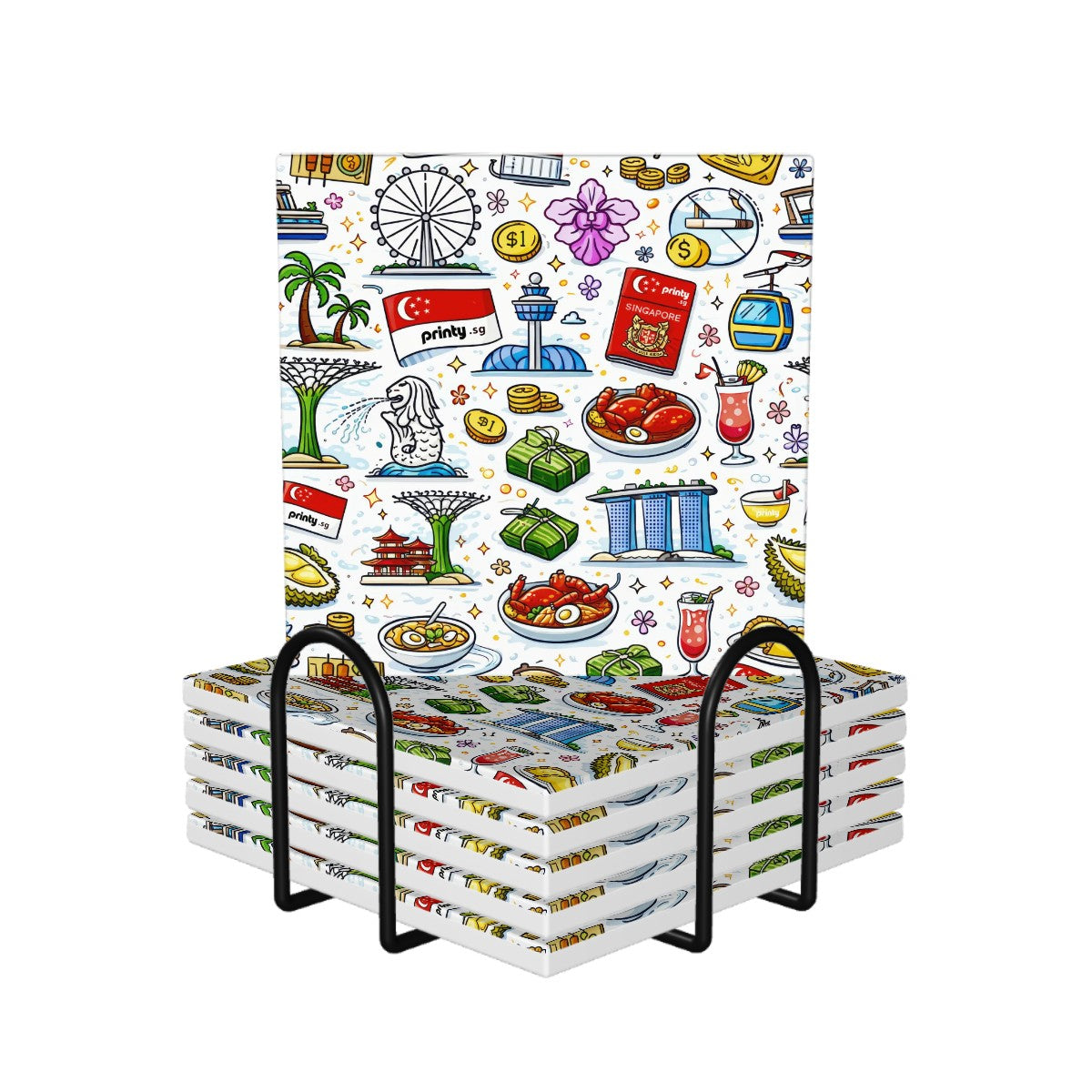 Custom Square Ceramic Coasters 6 pcs