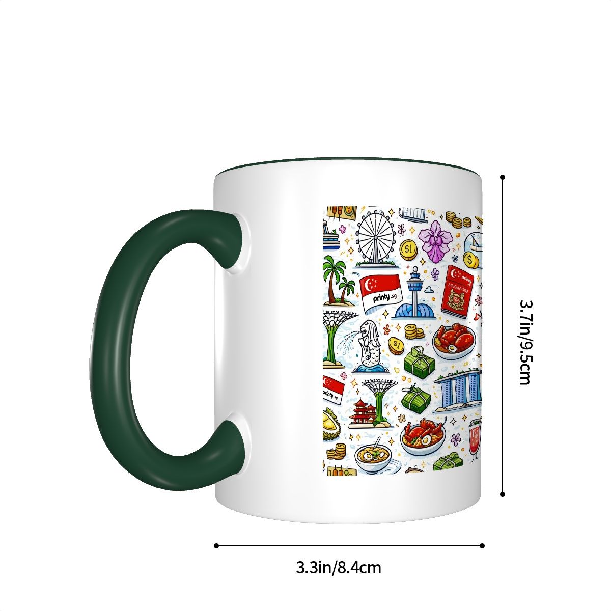 Custom Colored Ceramic Coffee Mug (11oz) (Area Print)