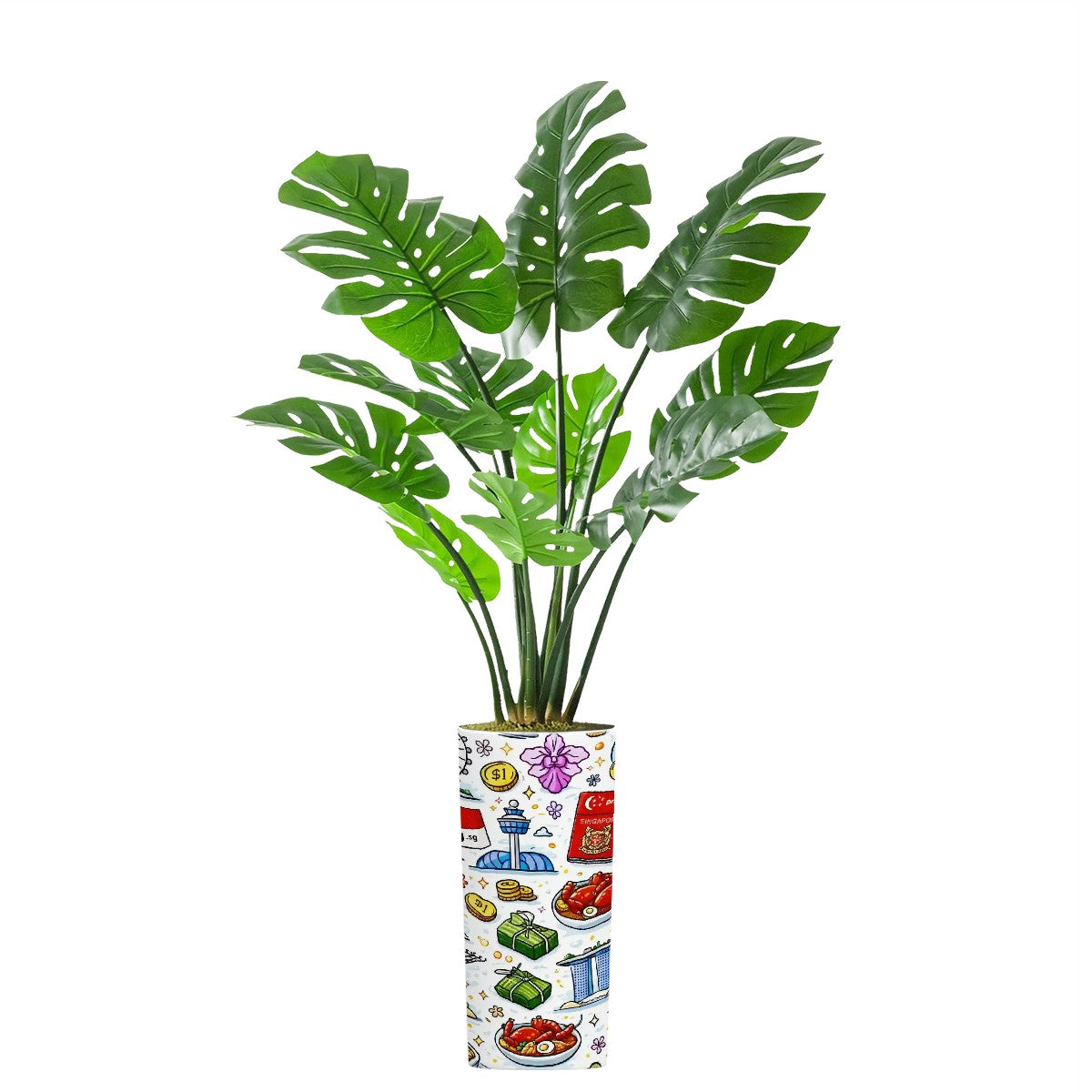 Custom Artificial Plants Indoor Round Potted Monstera