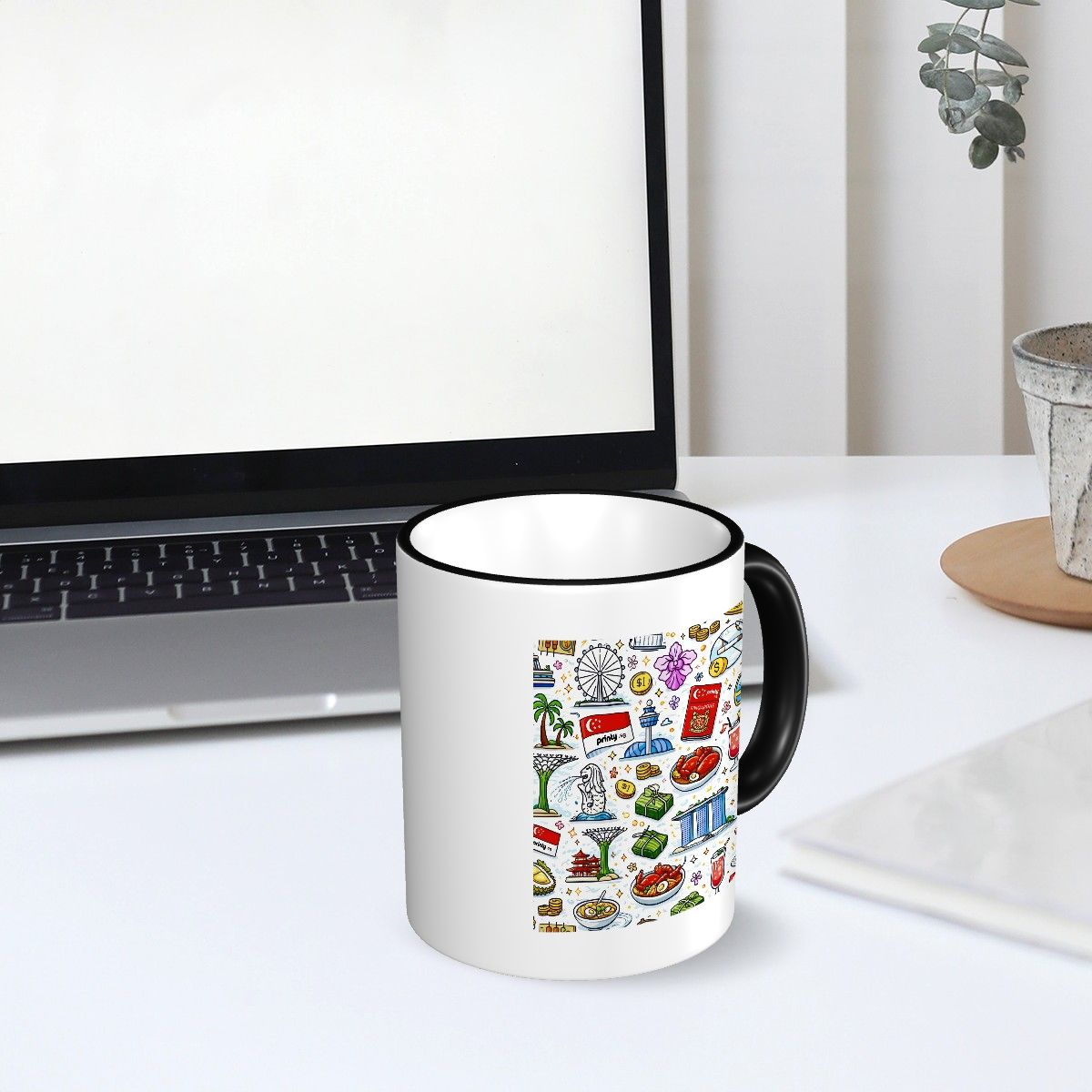Custom Colored Ceramic Coffee Mug (11oz) (Area Print)