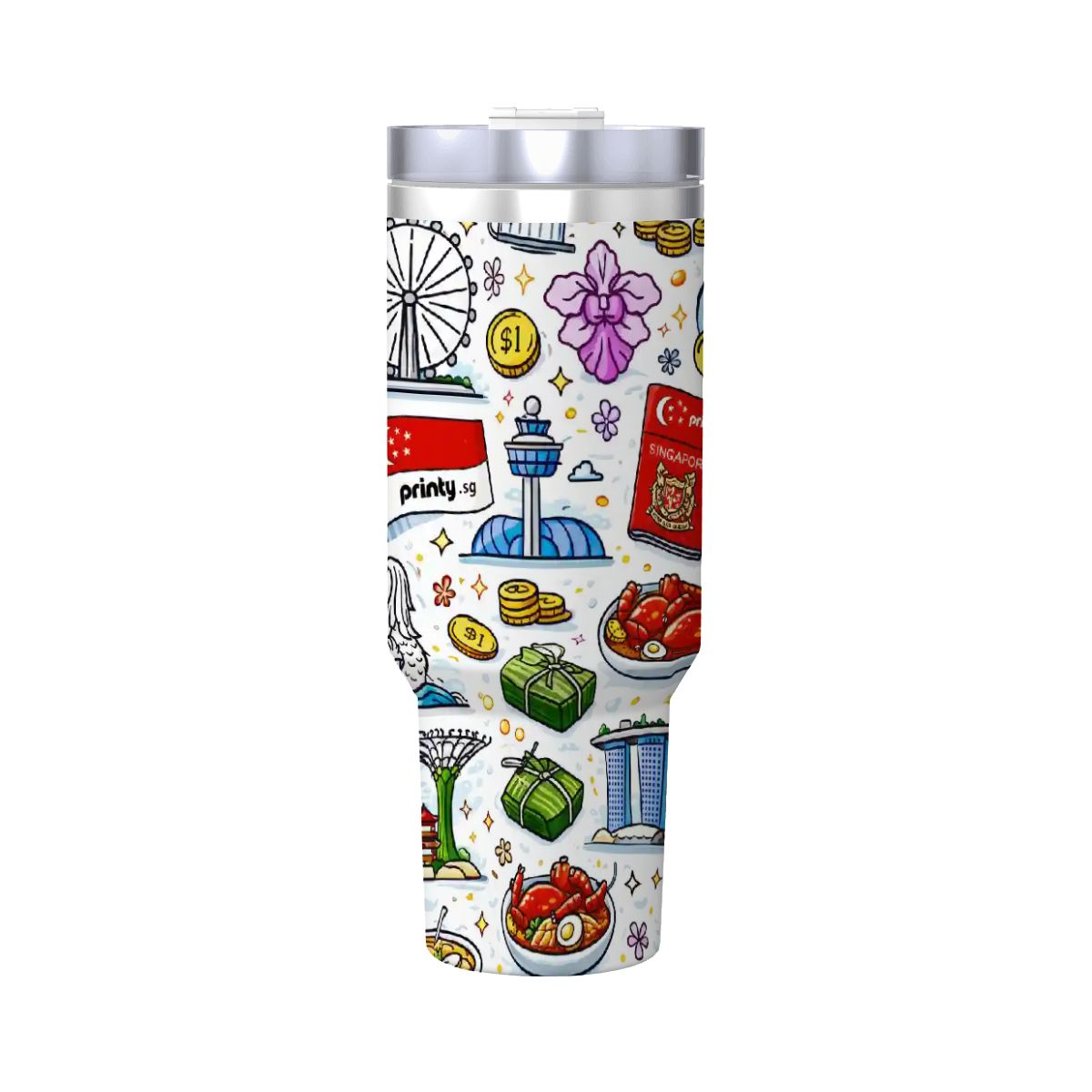 Custom Travel Coffee Mug with Handle and Straw (40oz)