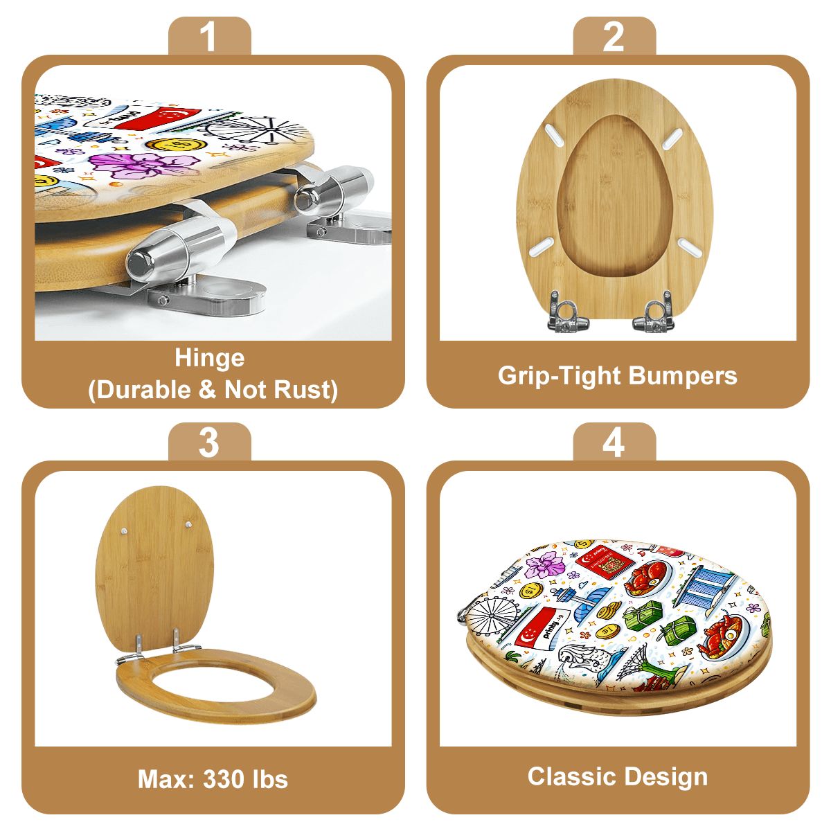 Custom Wood Toilet Seat V-Shaped