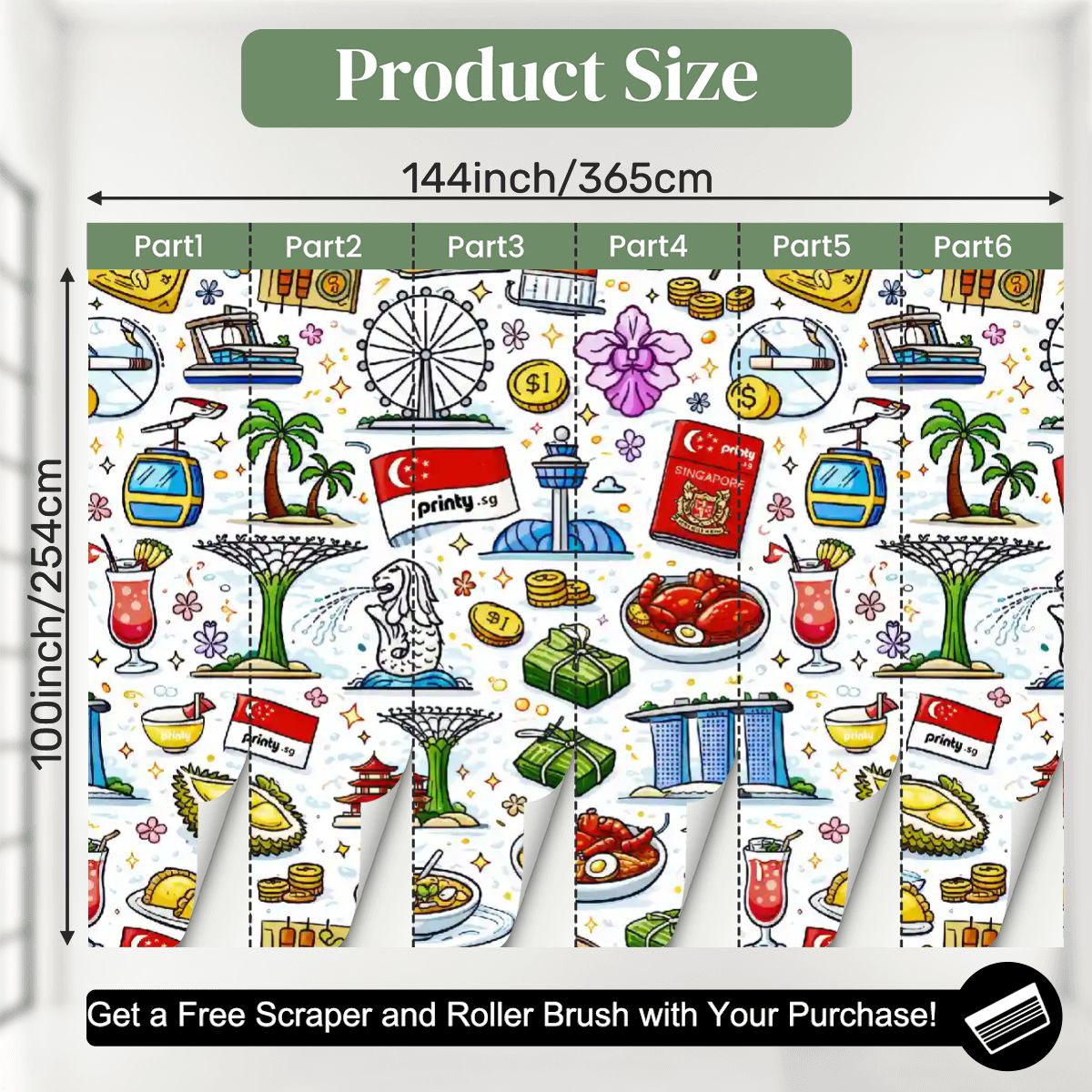 Custom Unpasted Mural Wallpaper 144"x100"