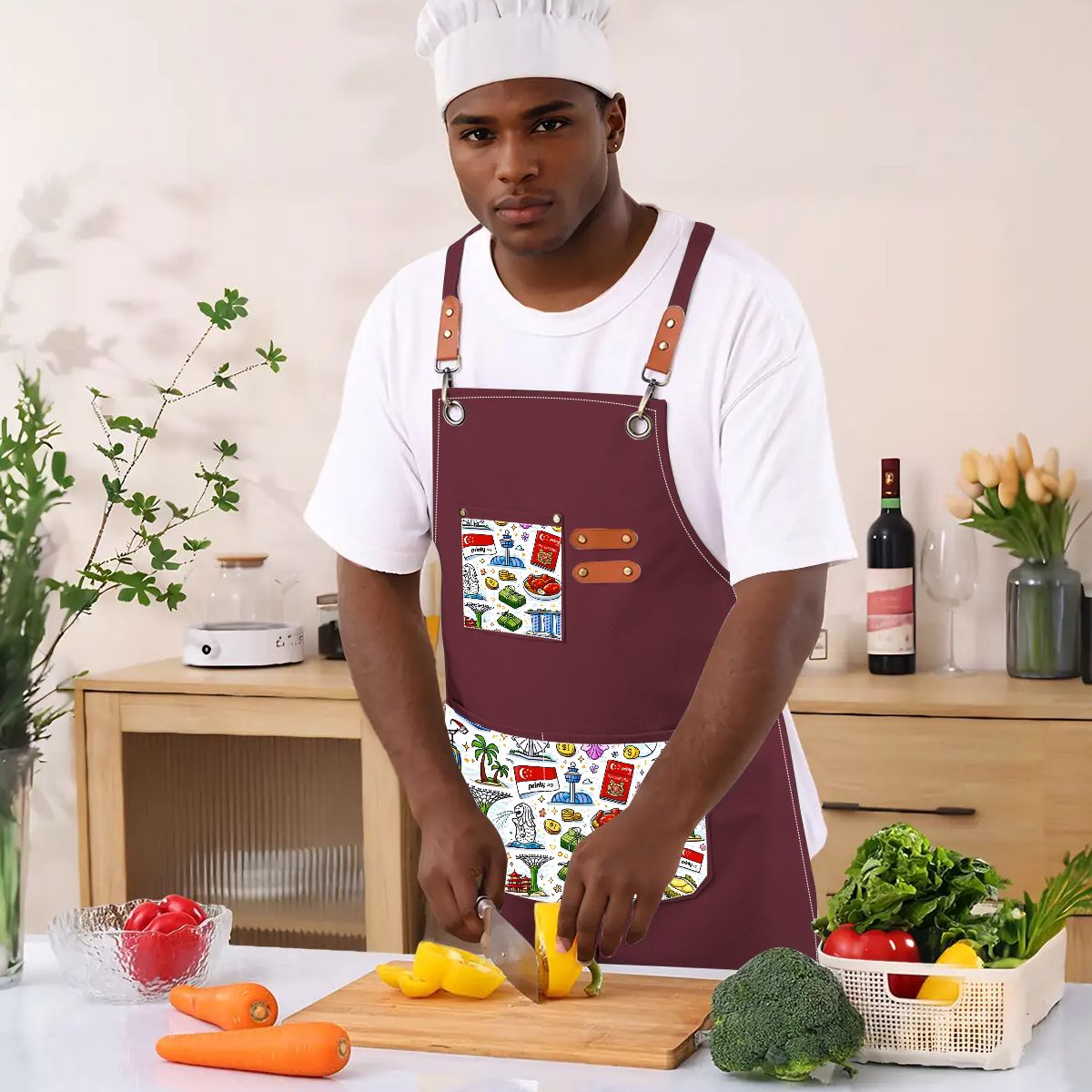 Custom Unisex Canvas Cross Back Apron with Pockets