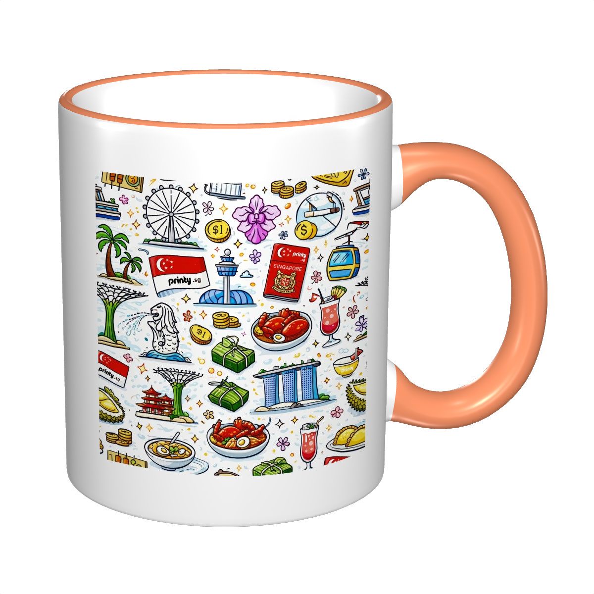 Custom Colored Ceramic Coffee Mug (11oz) (Area Print)