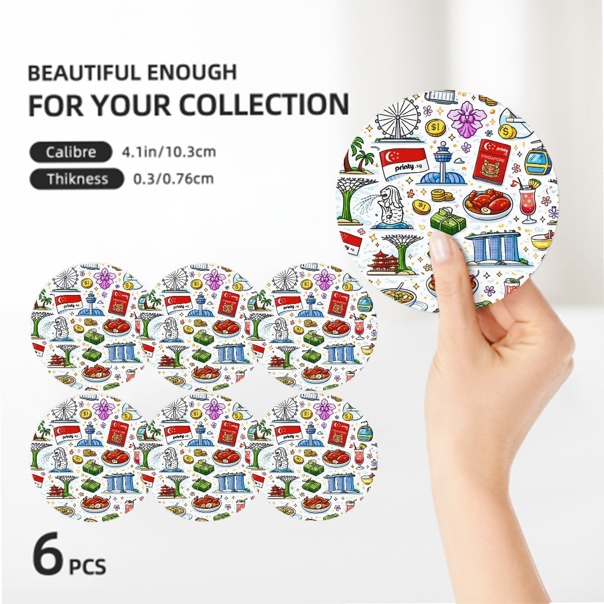 Custom Round Ceramic Coasters Set of 6