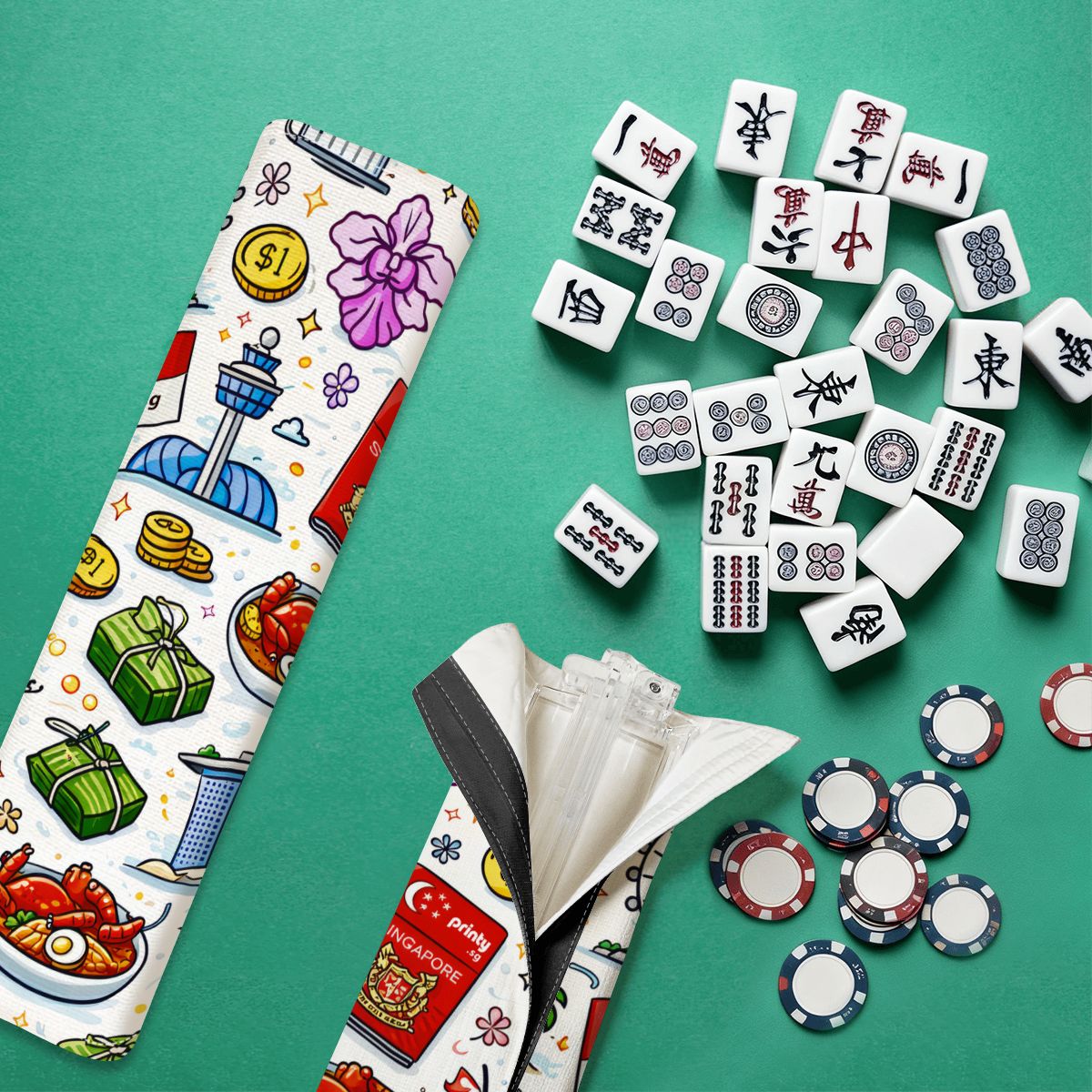 Custom 4 Mahjong Tile Pusher Racks with Bag