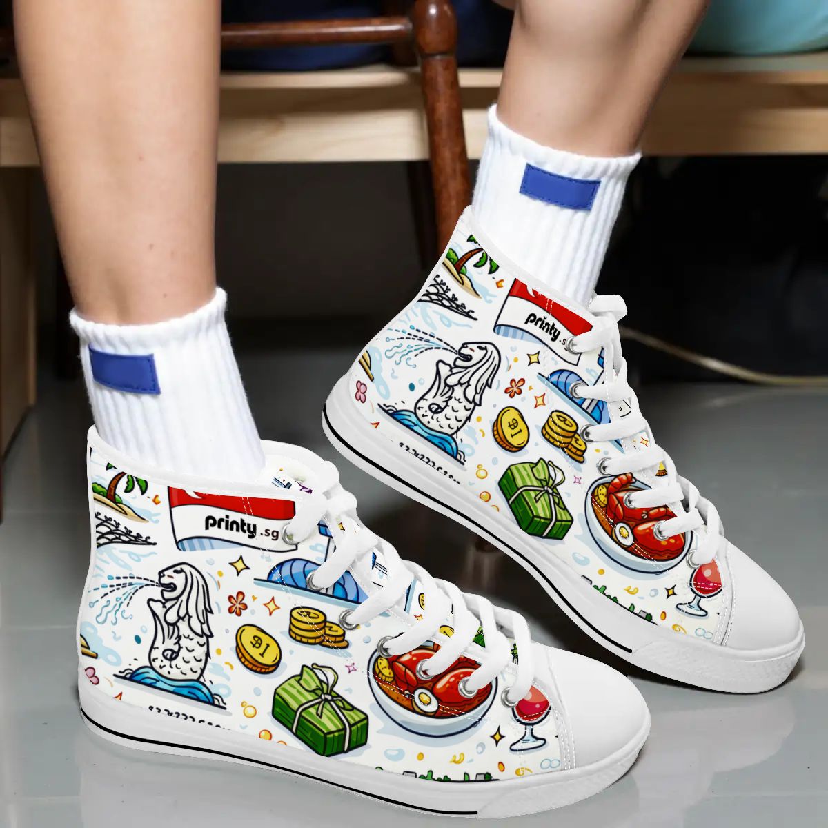 Custom Women's High Top Canvas Shoes Customized Tongue