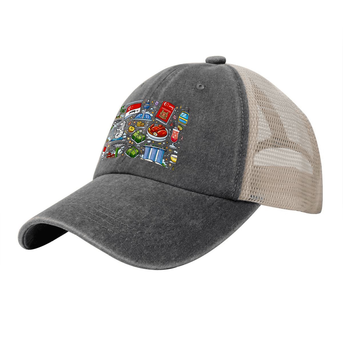 Custom Washed Denim Mesh Cap