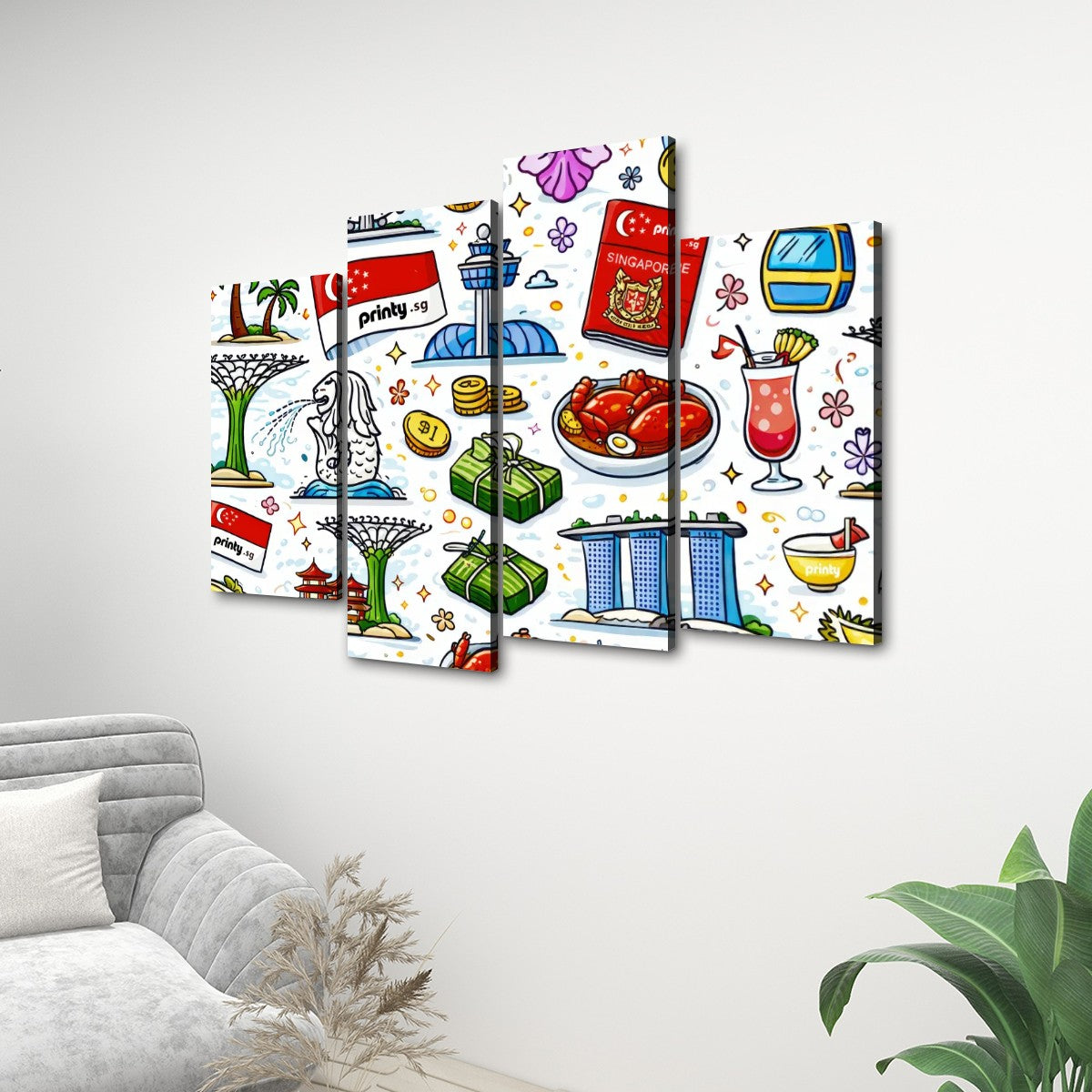 Custom 4 Panels Canvas Prints Wall Art (Set C)