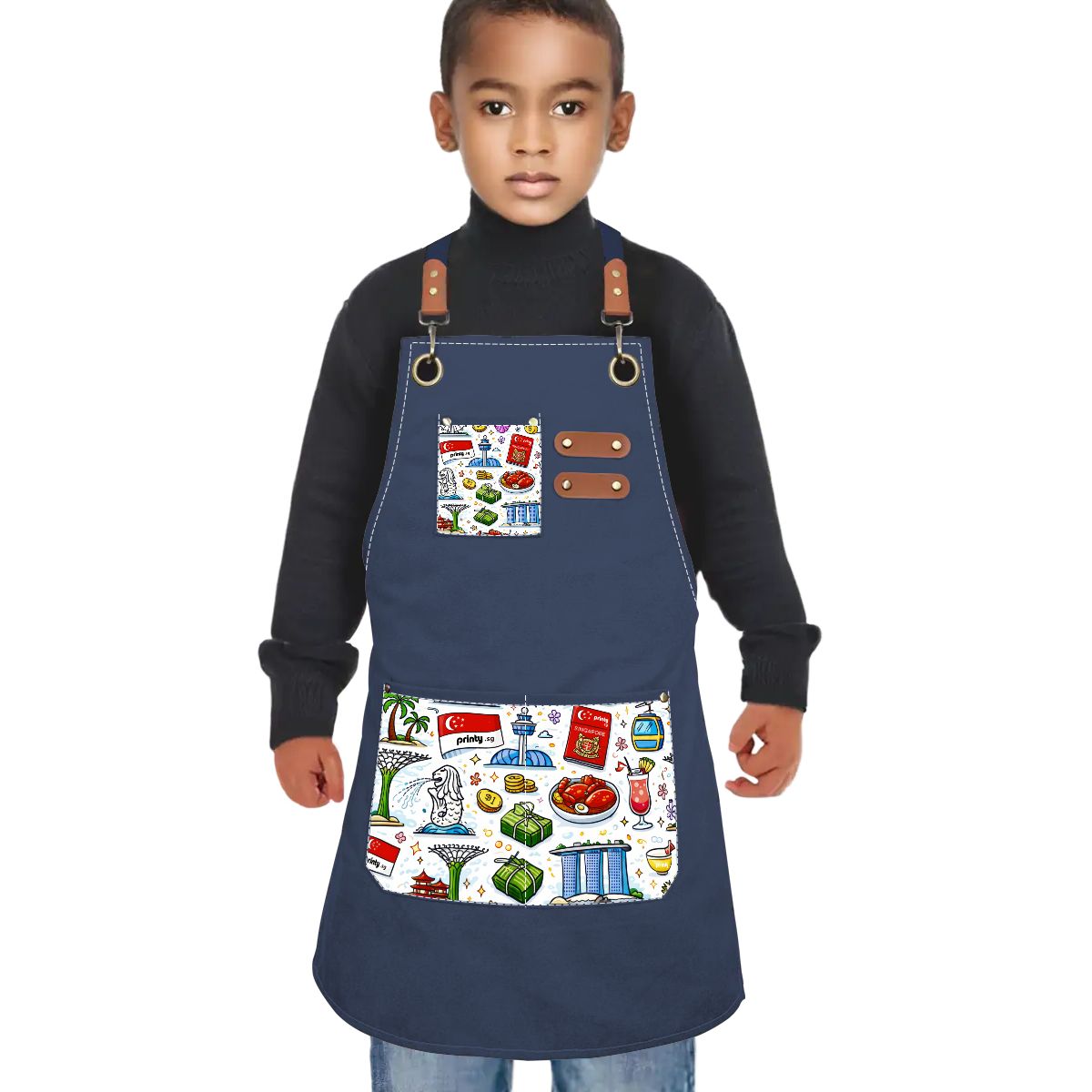 Custom Children's Canvas Cross Back Apron with Pockets