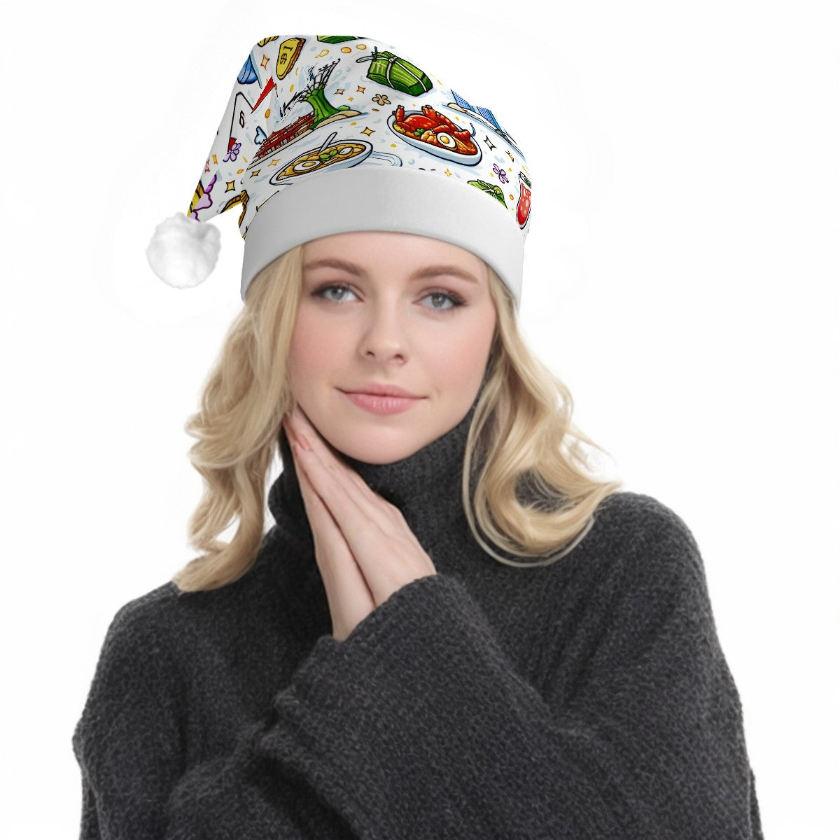 Custom Adult Plush Santa Hat with Light