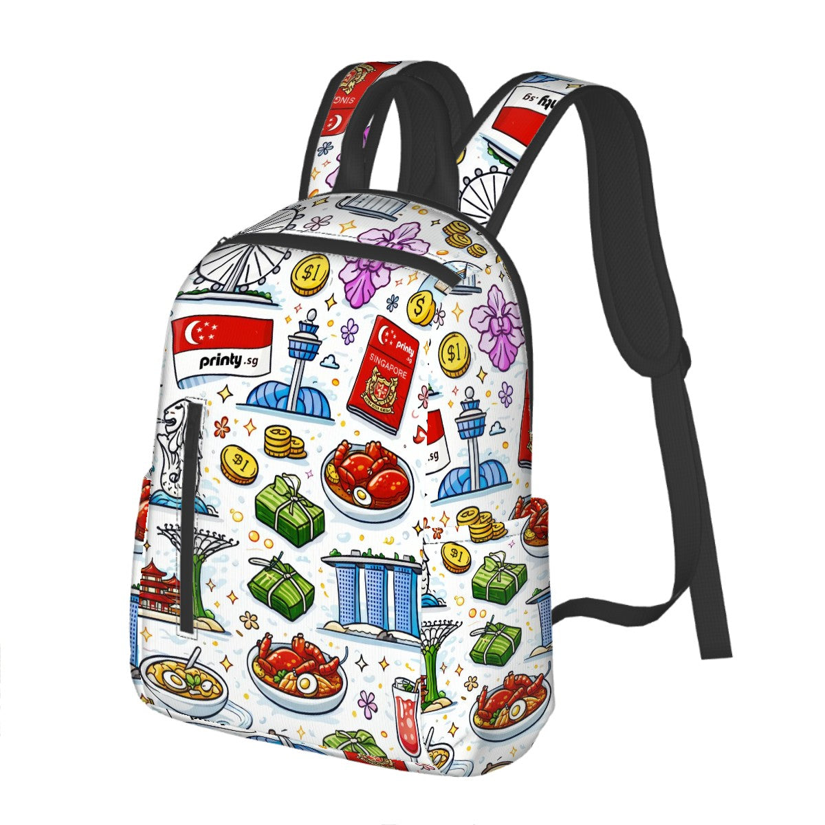 Custom Twill Zipper Front Pocket Backpack No Compartments