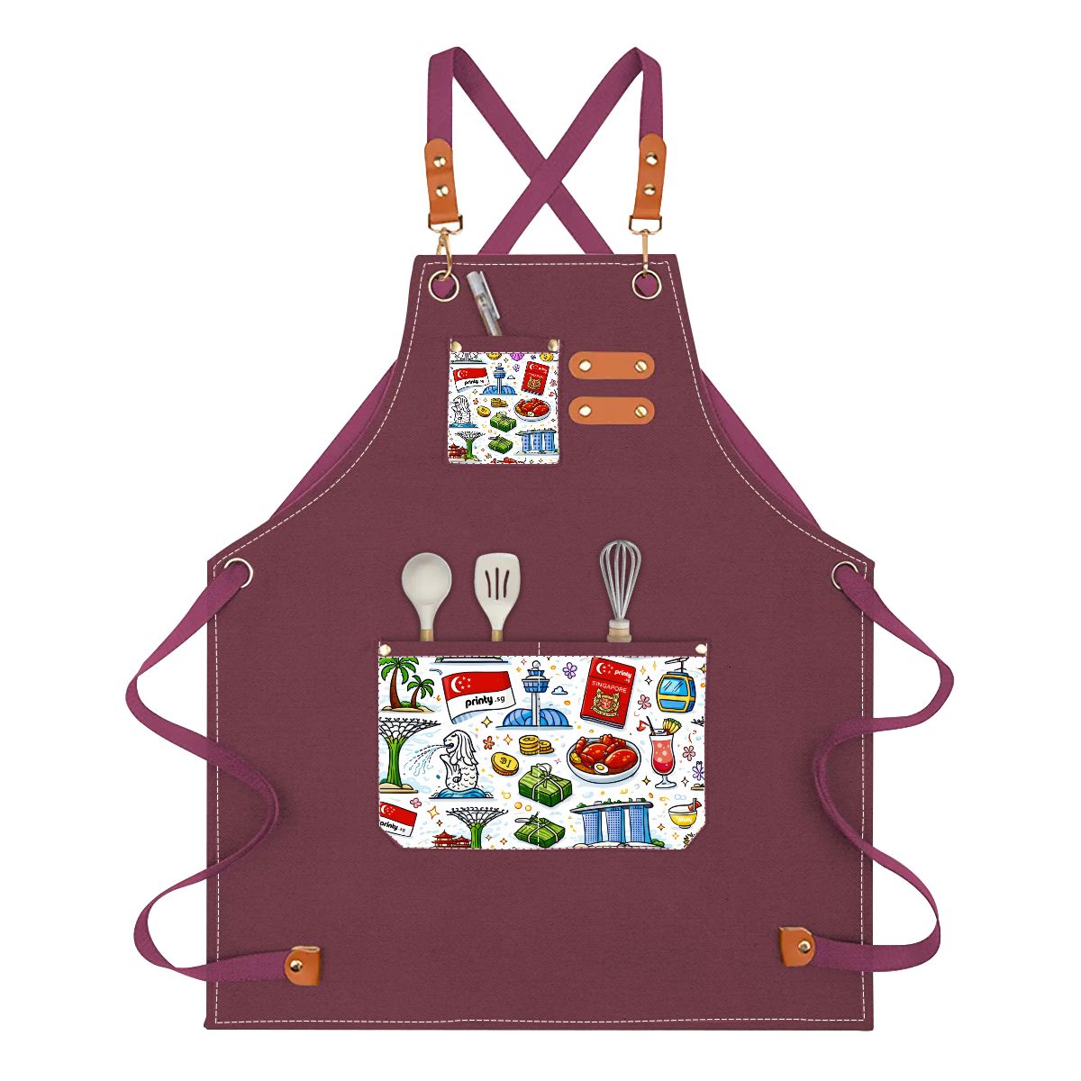 Custom Children's Canvas Cross Back Apron with Pockets