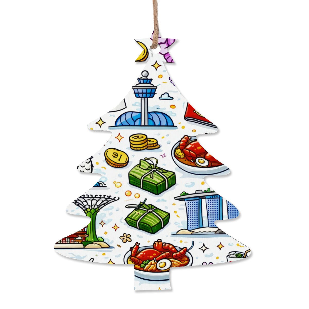 Custom Wood Christmas Ornaments Christmas Tree Shape Set of 4
