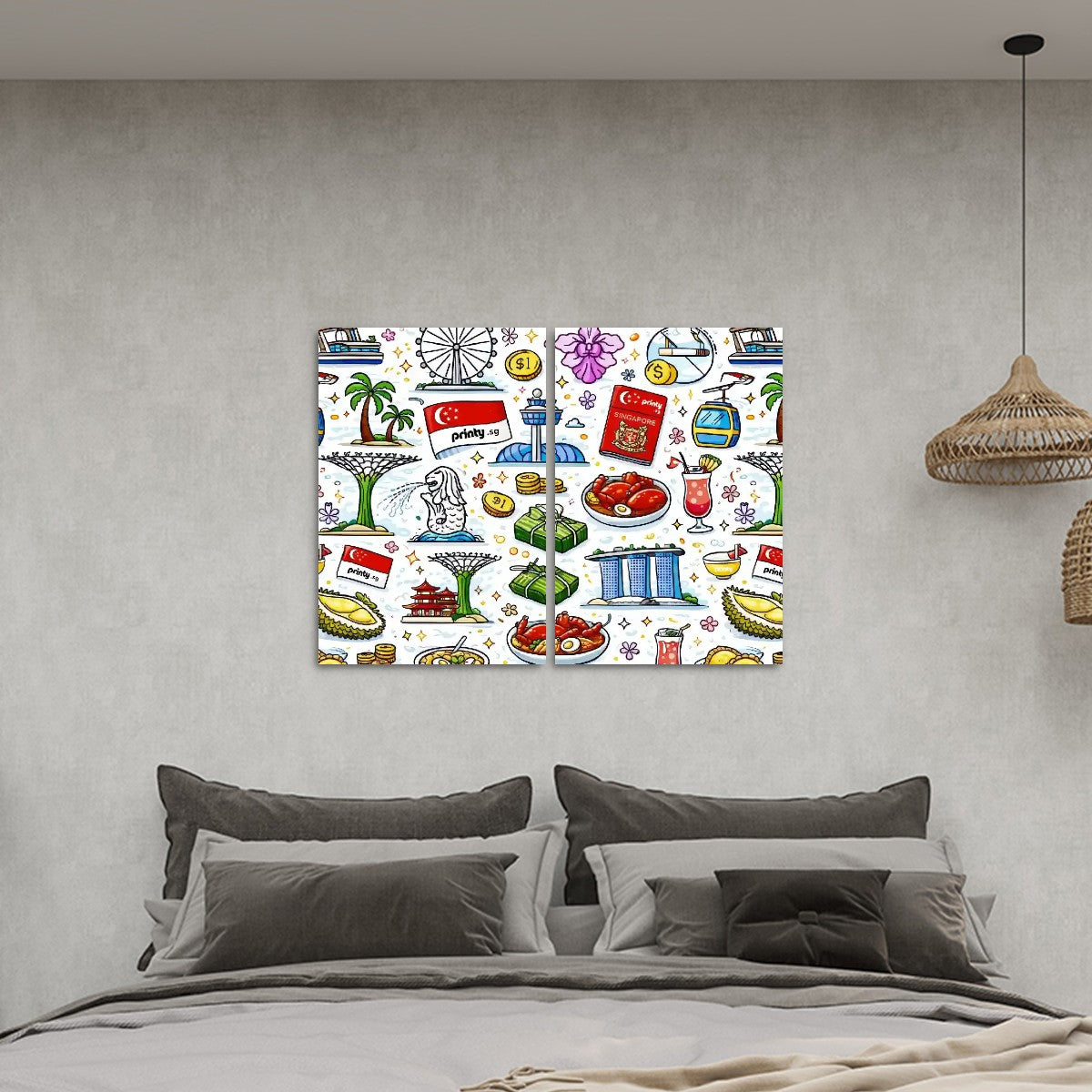 Custom 2 Panels Canvas Prints Wall Art (Set B)