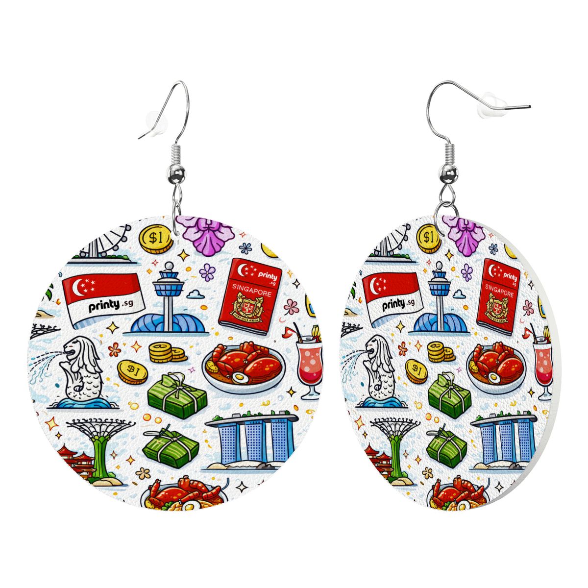 Custom Leather Round Earrings