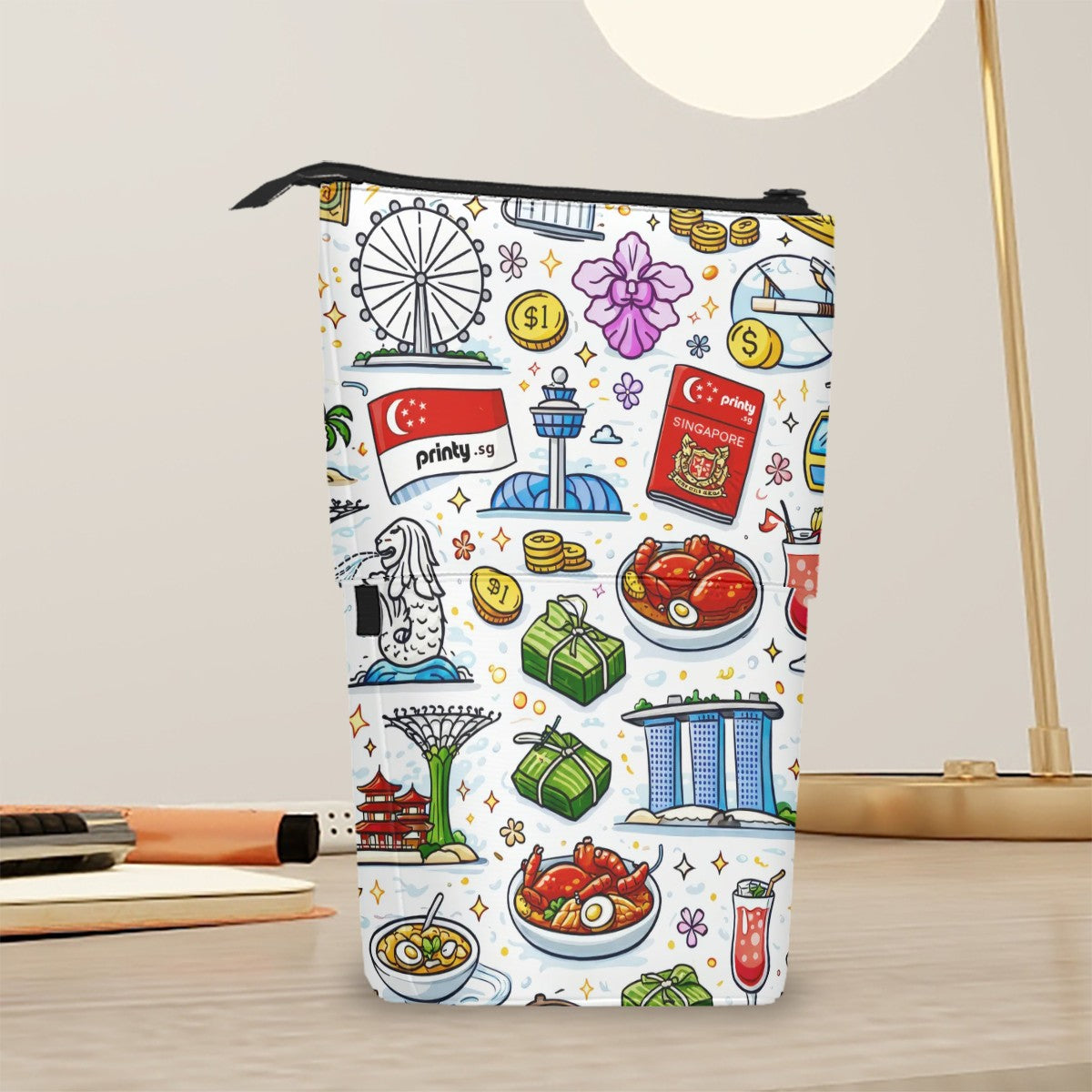 Custom Oxford Cloth Standing Telescopic Pencil Case