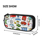 Custom Horizontal Oxford Large Capacity Double Layer Pencil Case