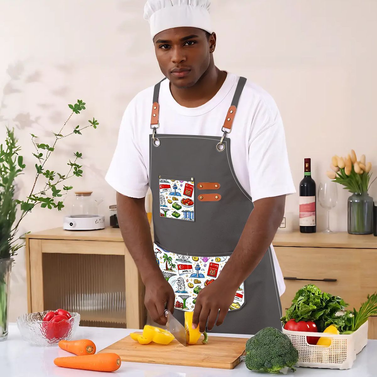 Custom Unisex Canvas Cross Back Apron with Pockets