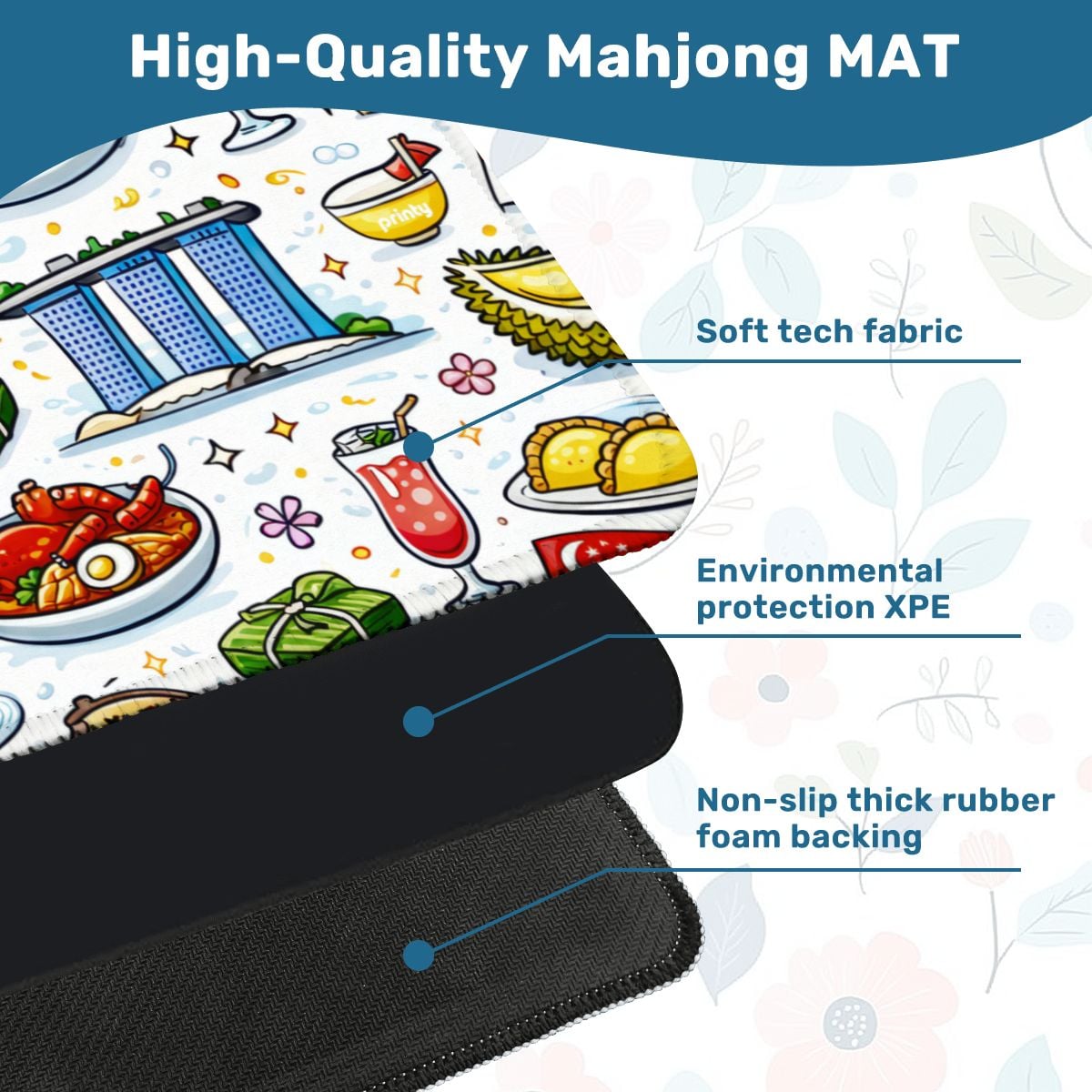 Custom Mini Mahjong Mat 20.9"x20.9" (Ship Rolled up)