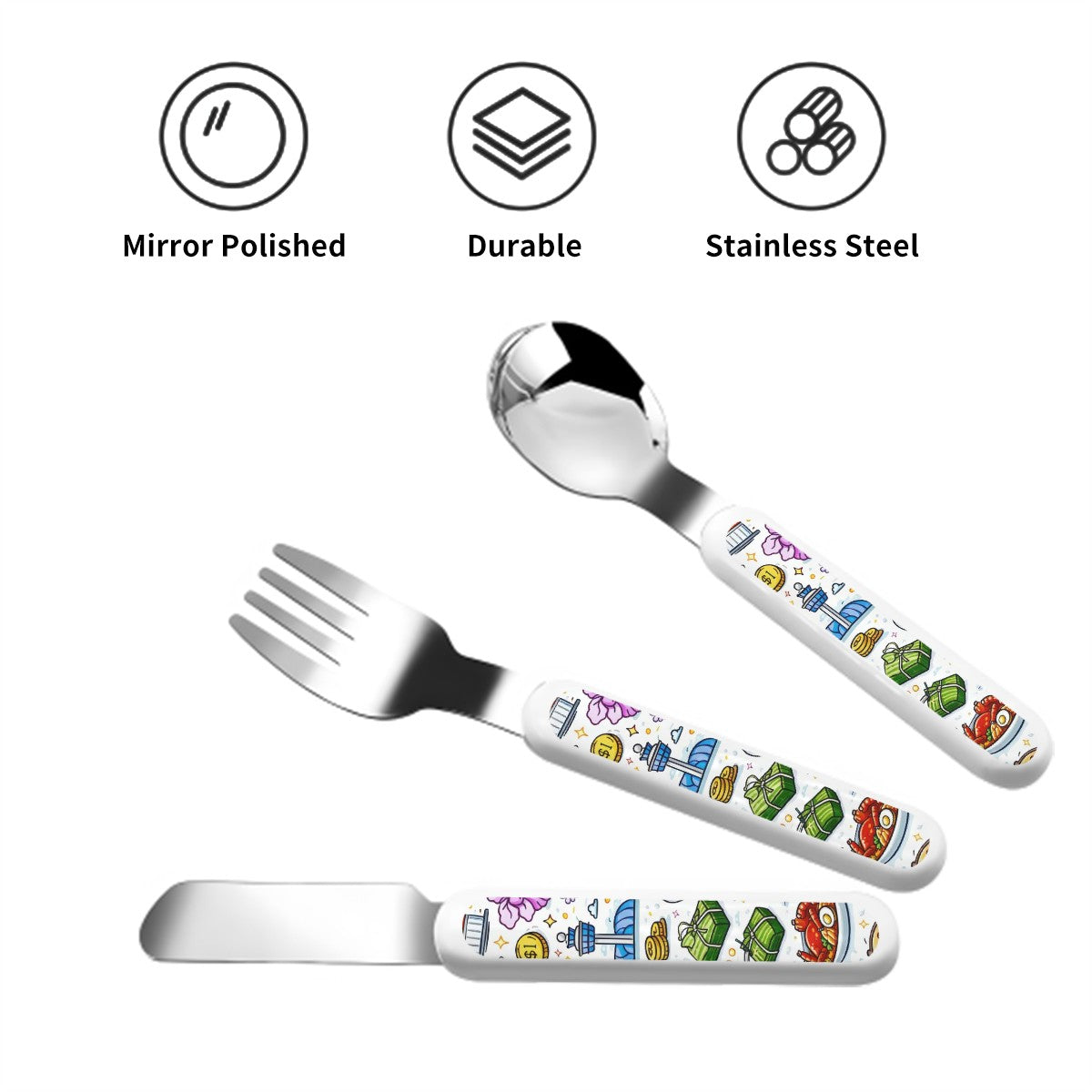 Custom Kids Cutlery Set Straight Handle