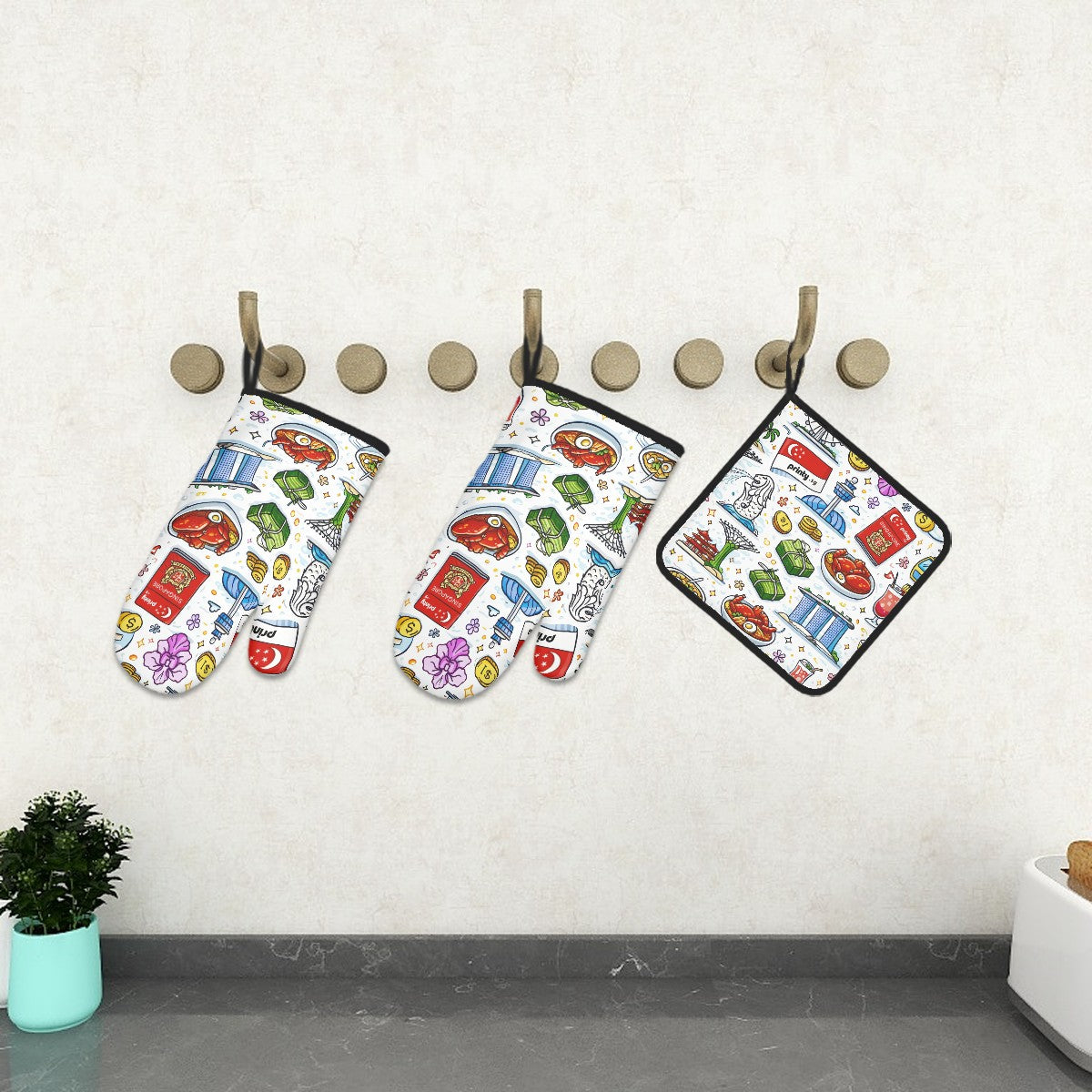 Custom Oven Mitts and Pot Holders Sets (3pcs)