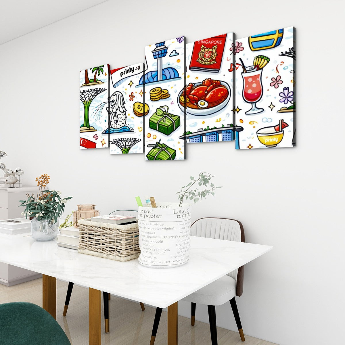 Custom 5 Panels Canvas Prints Wall Art (Set E)
