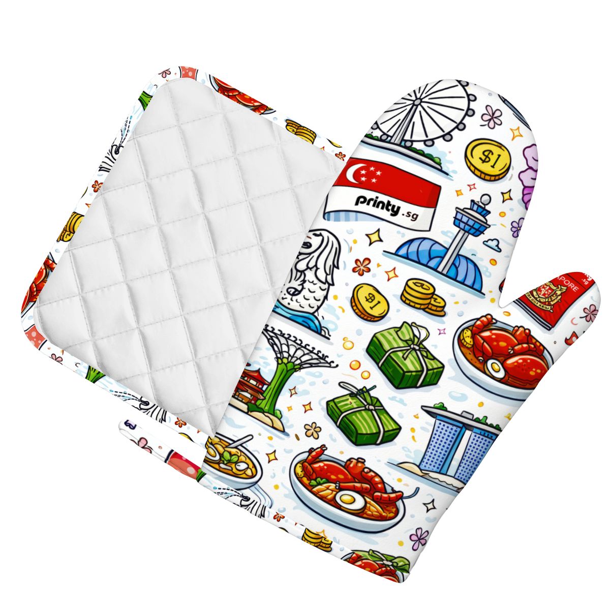 Custom Silicone Oven Mitts and Pot Holders Sets (Left)
