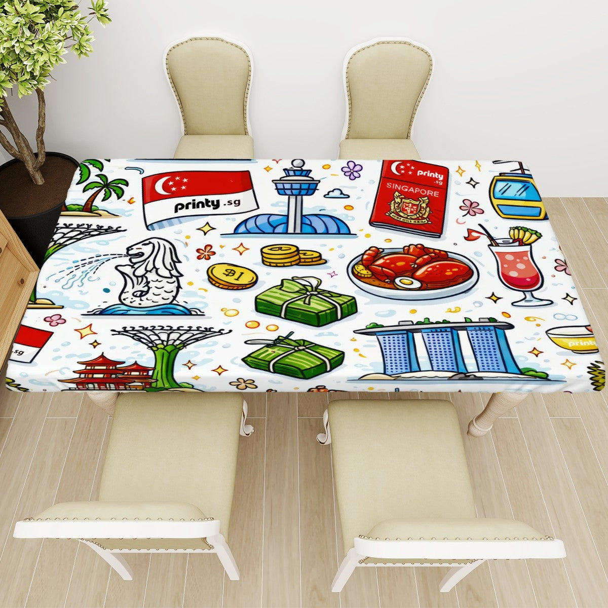 Custom Small Rectangle Anti-Oil Table Cover with Elastic Edged
