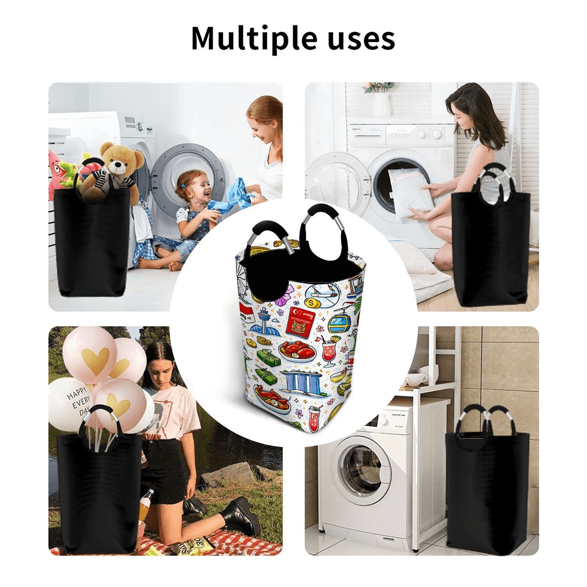 Custom Square Laundry Basket with Padded Handles