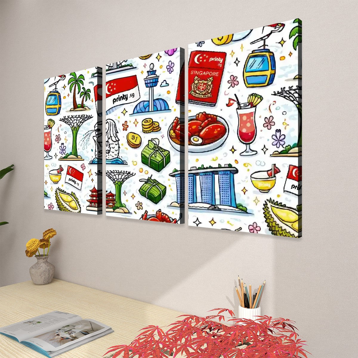 Custom 3 Panels Canvas Prints Wall Art (Set F)