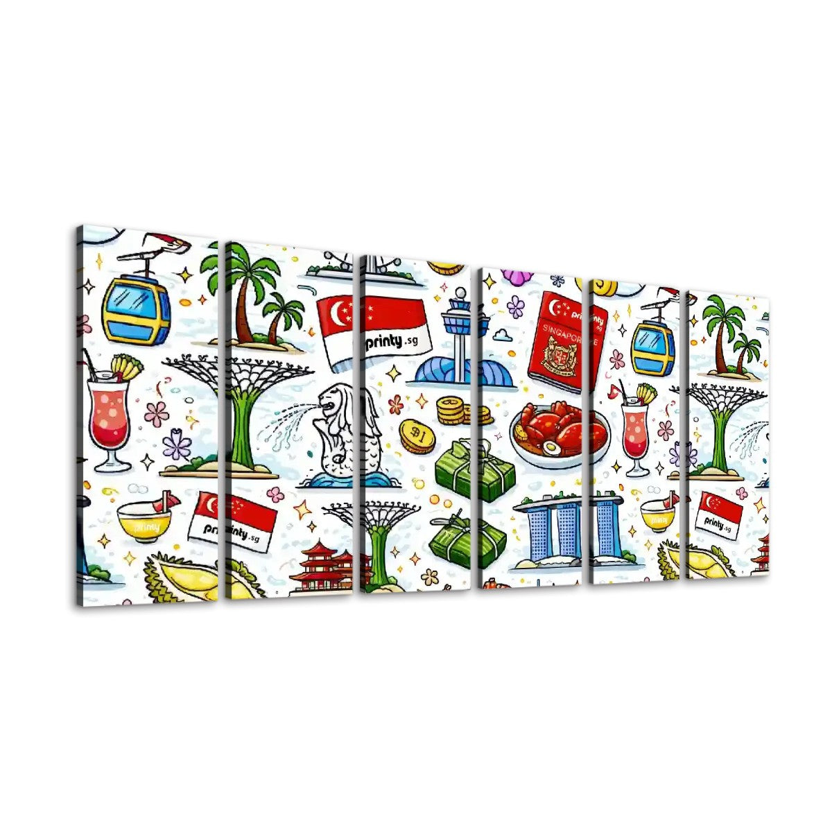 Custom 6 Panels Canvas Prints Wall Art
