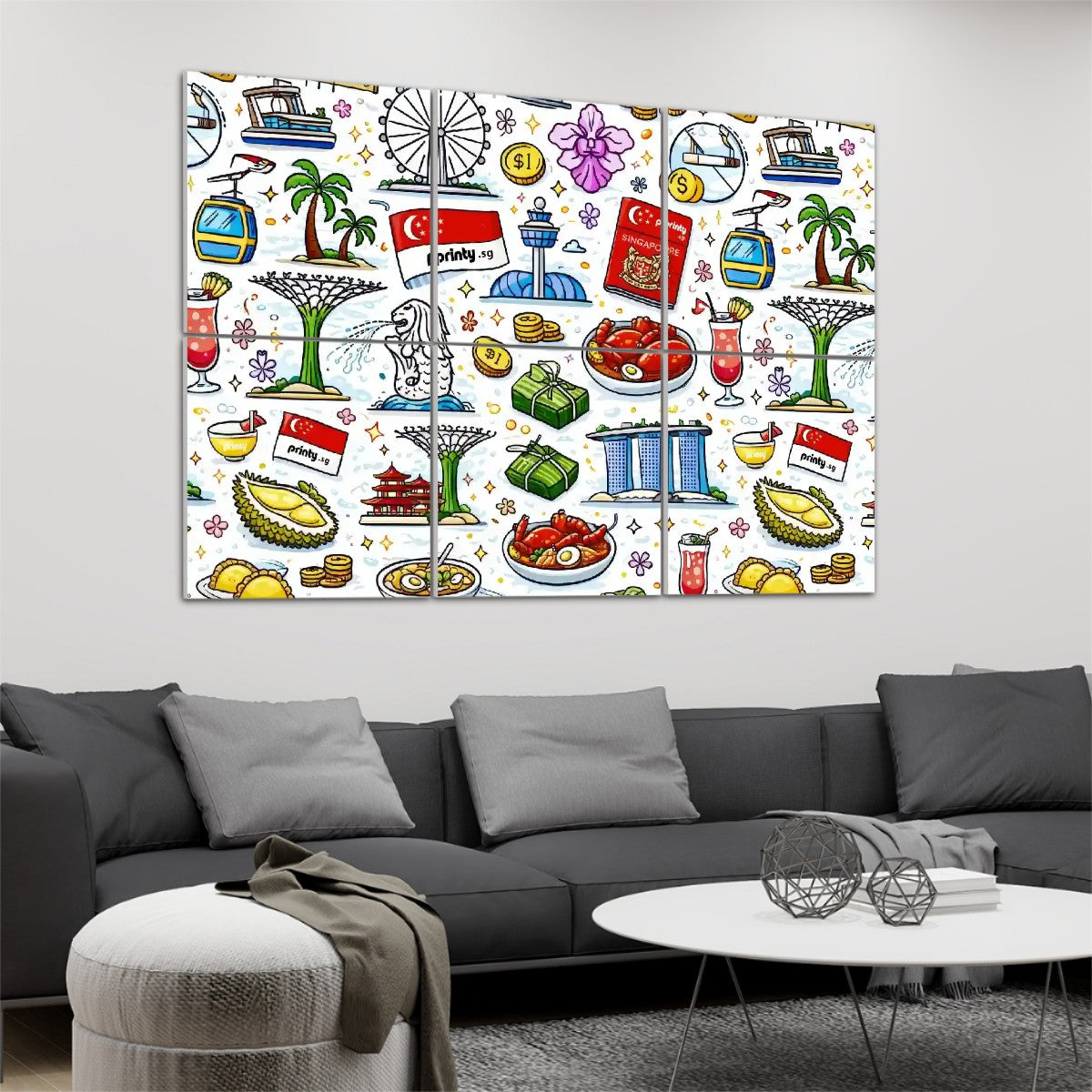 Custom 6 Panels Sound Absorbing Wall Art